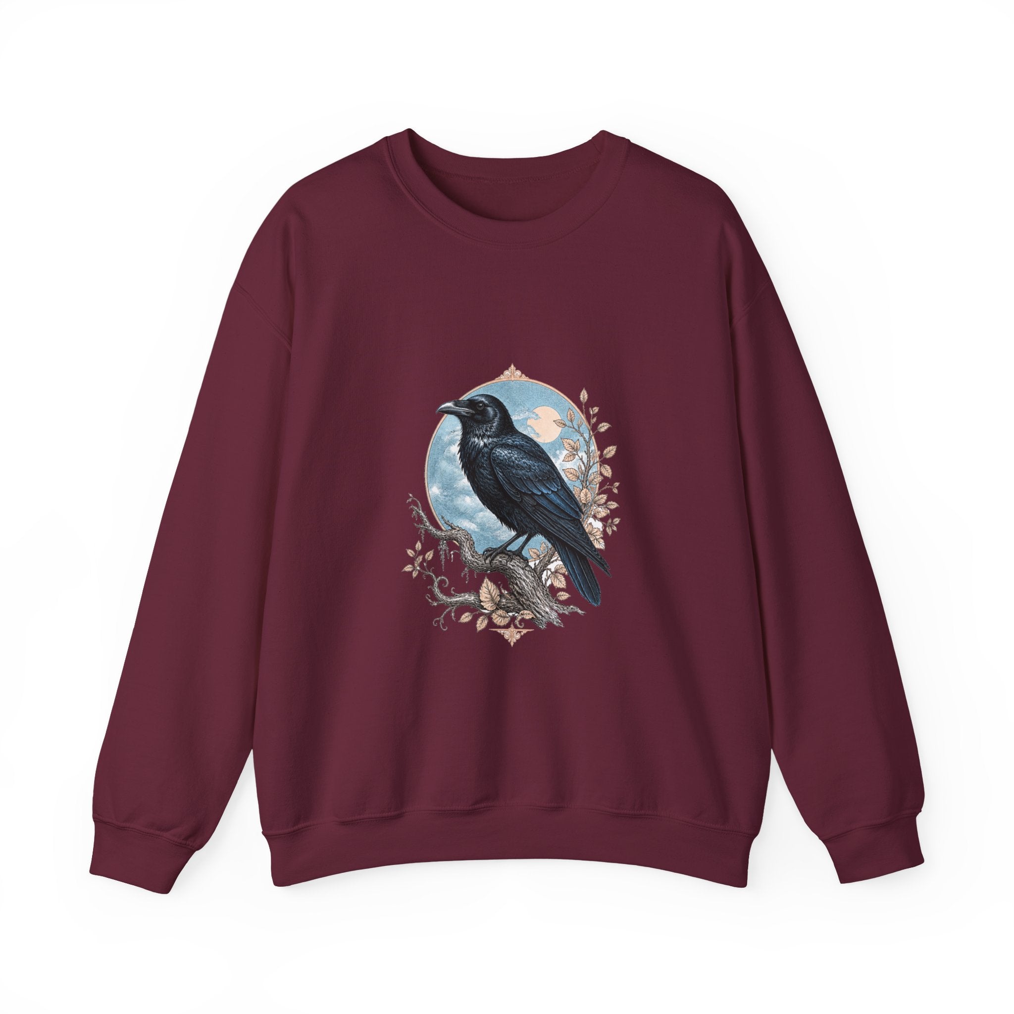 Matching Couple Sweatshirt - Raven & Swan Matching Couple Crewneck Sweatshirt Vintage Art His Hers Wedding Gift - Design A