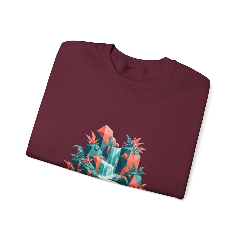 Matching Couple Sweatshirt - Wildfire & Waterfall Matching Couple Premium Fleece Sweatshirt Geometric Art His Hers Love Gift - Design B