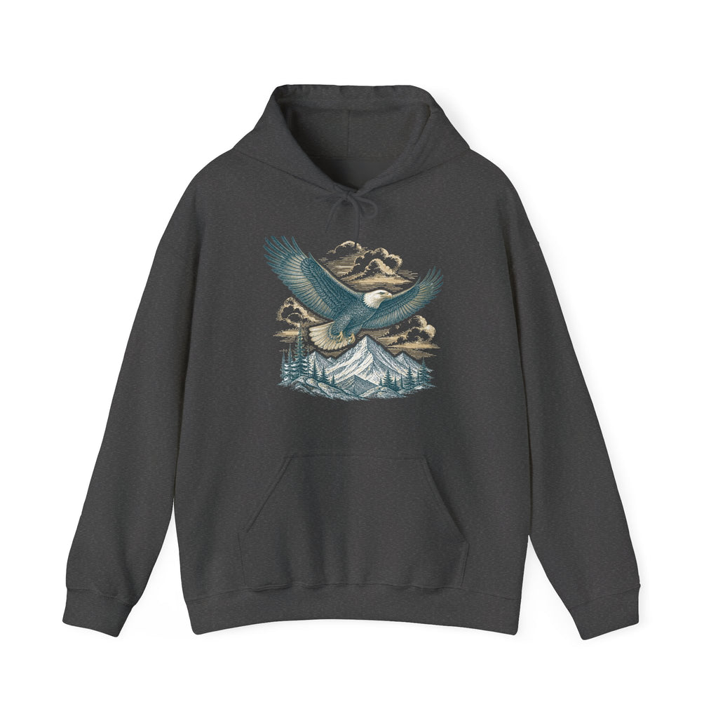 Matching Couple Sweatshirt - Eagle & Whale Matching Couple Hooded Sweatshirt Vintage Art His Hers Wedding Gift - Design A
