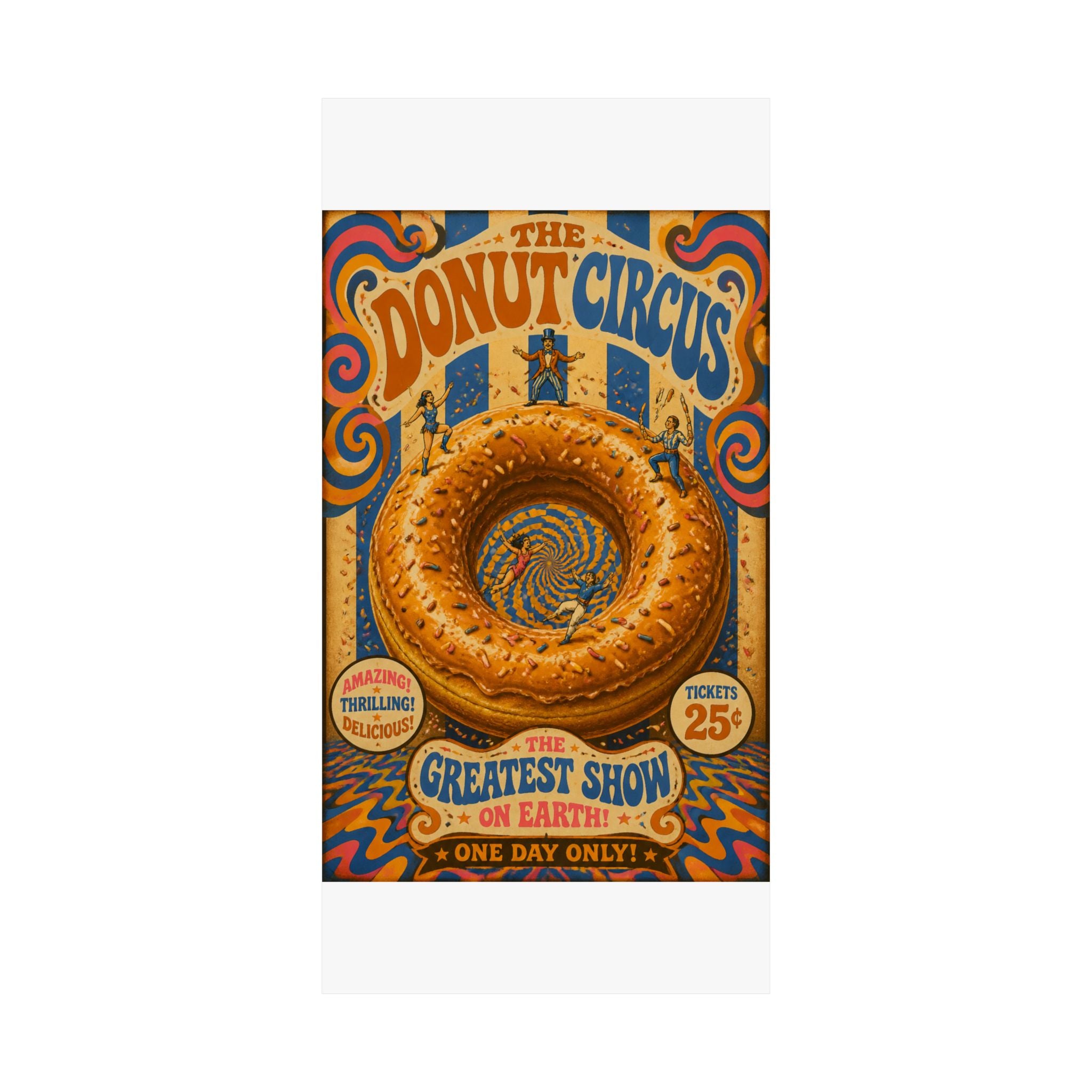 Donut Circus Ring Wall Art Poster 24×36 Psychedelic Dining Room Decor Maximalist Print