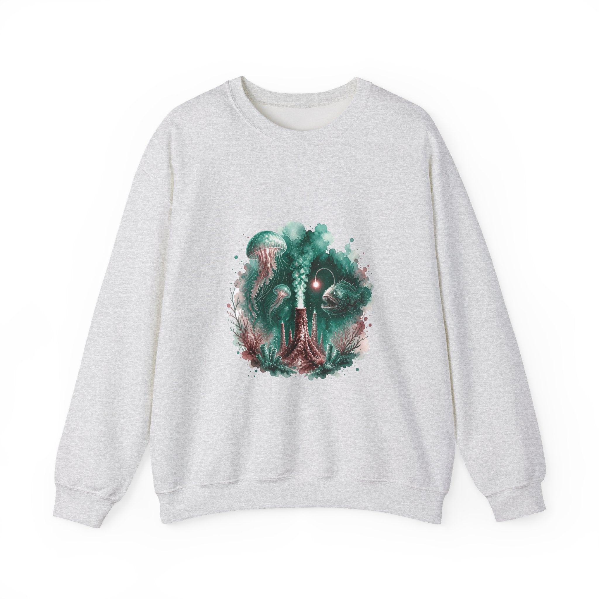 Matching Couple Sweatshirt - Coral Reef & Deep Sea Matching Couple Premium Fleece Sweatshirt Watercolor Art His Hers Birthday Gift - Design B