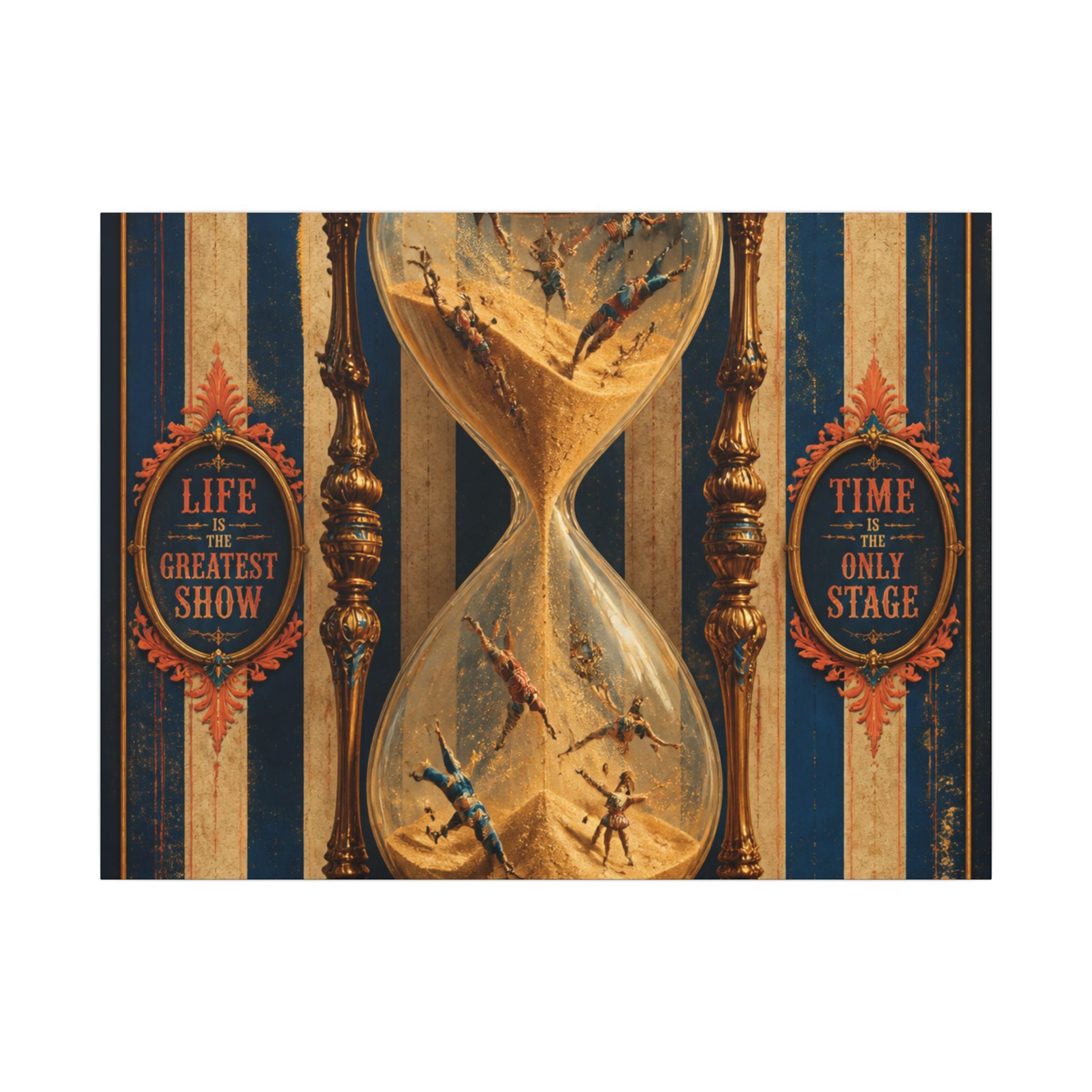 Hourglass Acrobats Wall Art Canvas 24×36 Baroque Studio Decor Maximalist Print