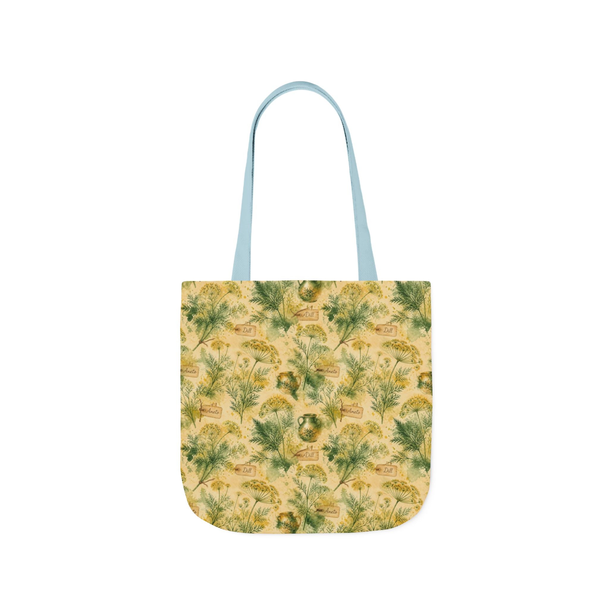 Dill Fronds Canvas Tote Bag Mediterranean Kitchen Watercolor Splash Design Italian Cottagecore Gift
