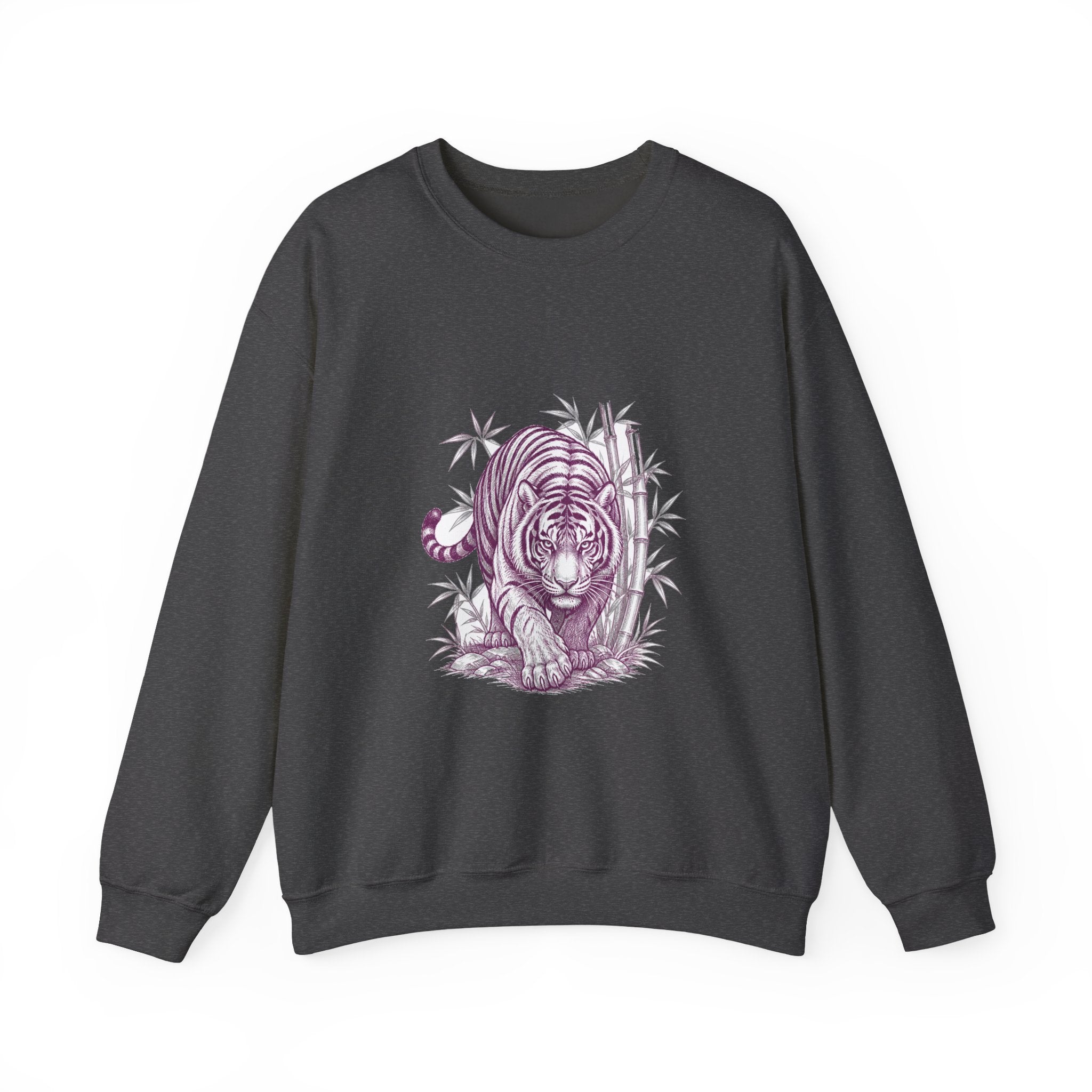 Matching Couple Sweatshirt - Tiger & Crane Matching Couple Crewneck Sweatshirt Hand-Drawn Art His Hers Best Friend Gift - Design A