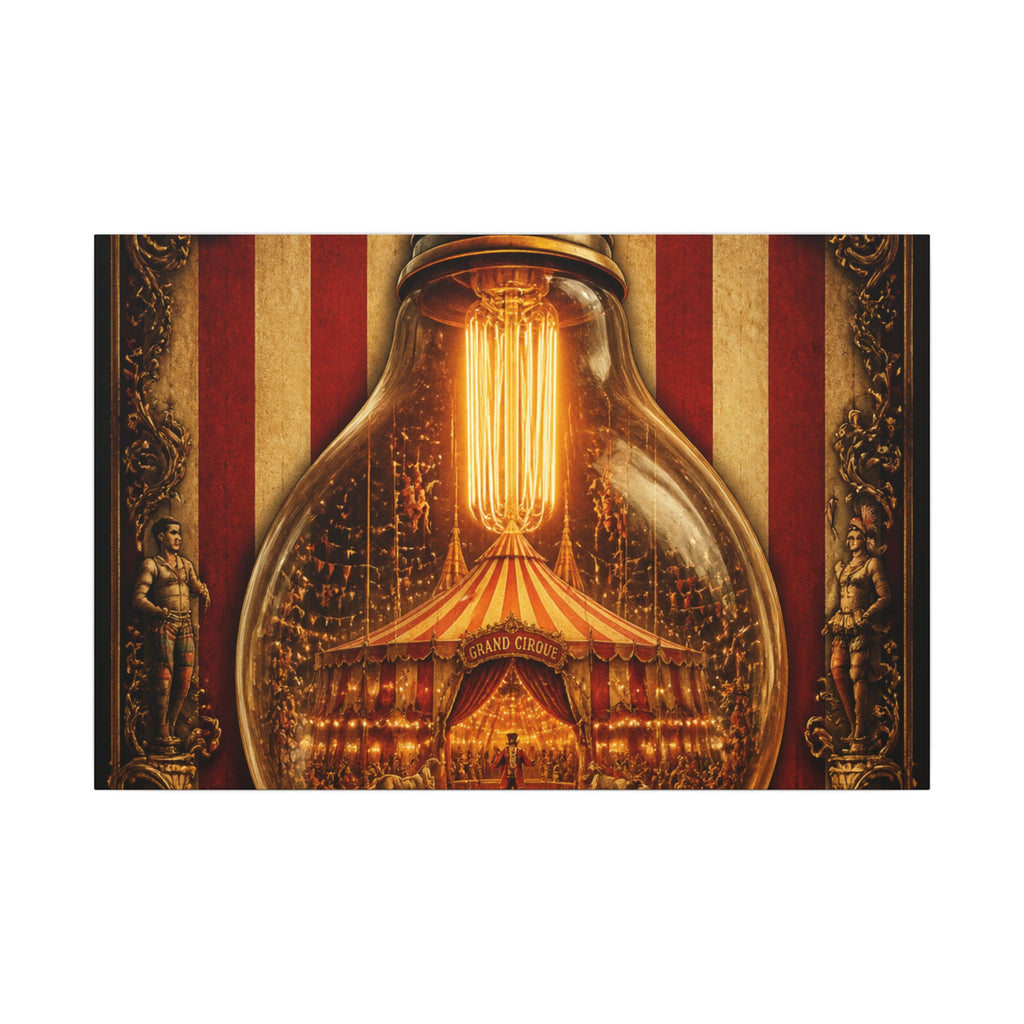 Light Bulb Circus Wall Art Canvas 24×36 Baroque Studio Decor Maximalist Print