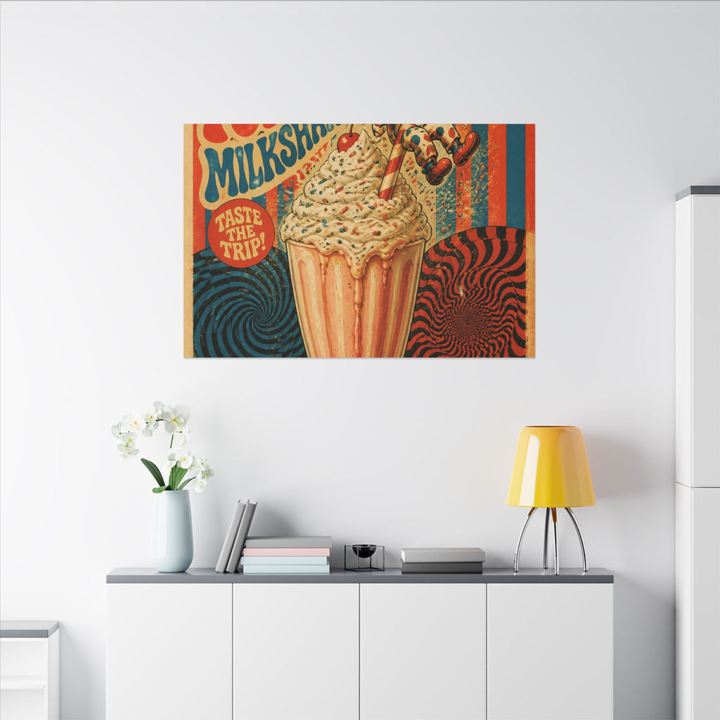 Milkshake Slide Clown Wall Art Canvas 24×36 Psychedelic Dining Room Decor Maximalist Print