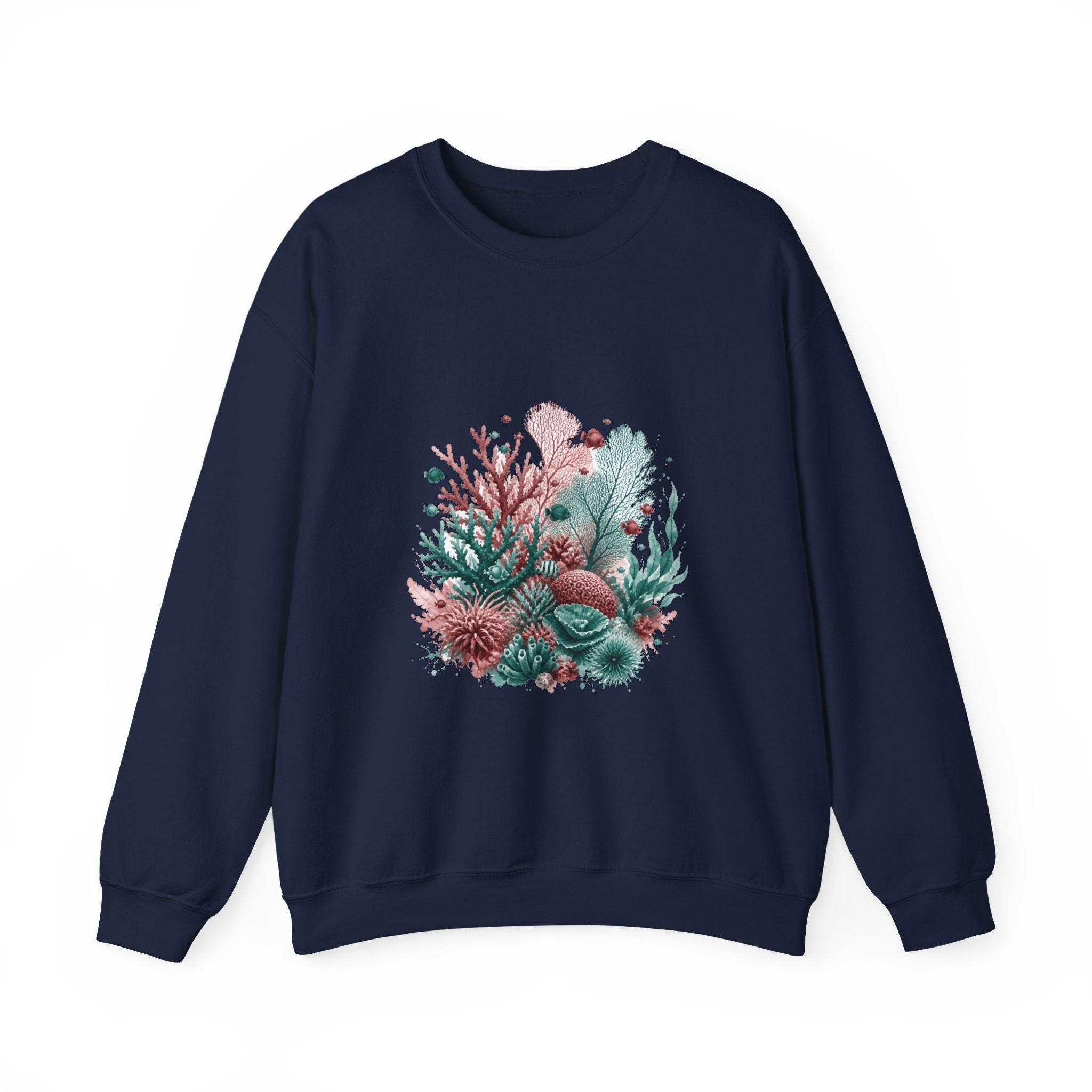 Matching Couple Sweatshirt - Coral Reef & Deep Sea Matching Couple Premium Fleece Sweatshirt Watercolor Art His Hers Birthday Gift - Design A