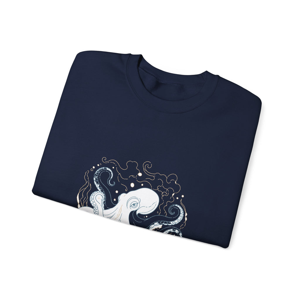 Matching Couple Sweatshirt - Octopus & Jellyfish Matching Couple Crewneck Sweatshirt Minimalist Art His Hers Valentine Gift - Design A