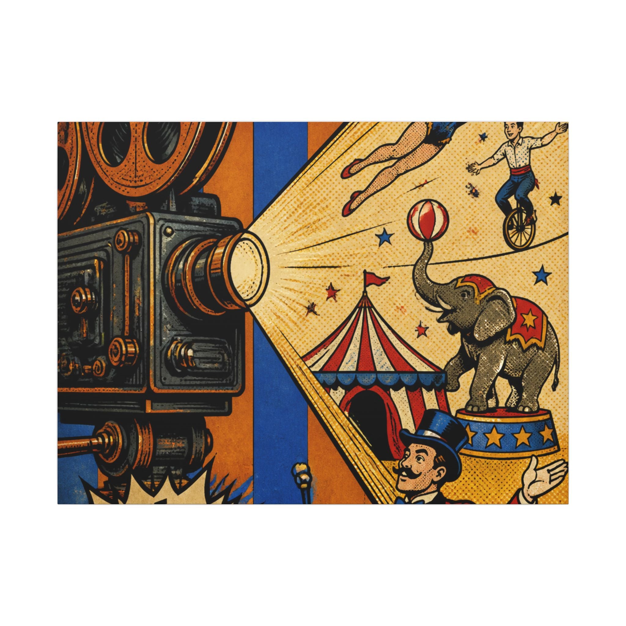 Film Camera Projector Show Wall Art Canvas 24×36 Pop Art Restaurant Decor Maximalist Print