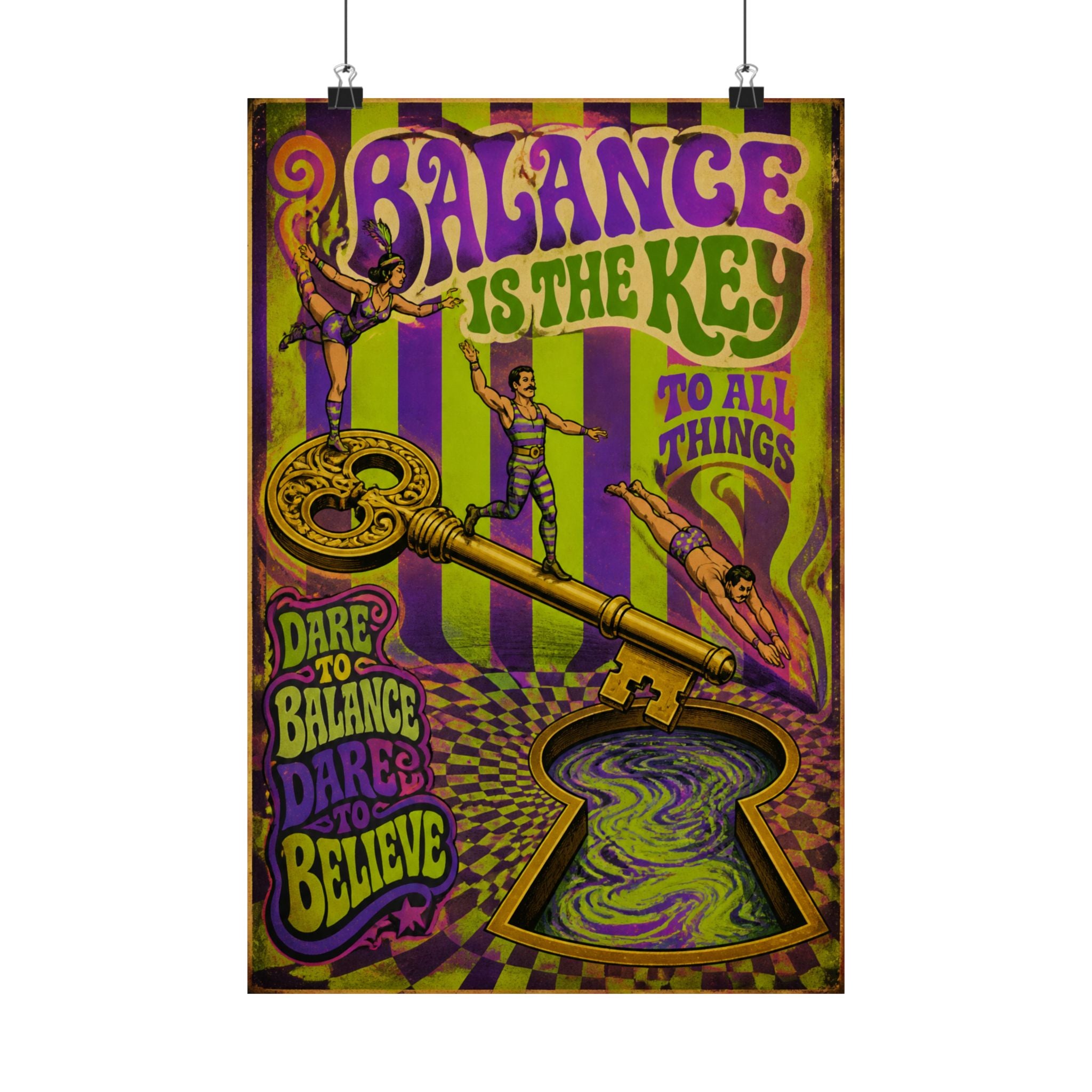 Giant Key Performance Wall Art Poster 18×24 Psychedelic Cafe Decor Maximalist Print