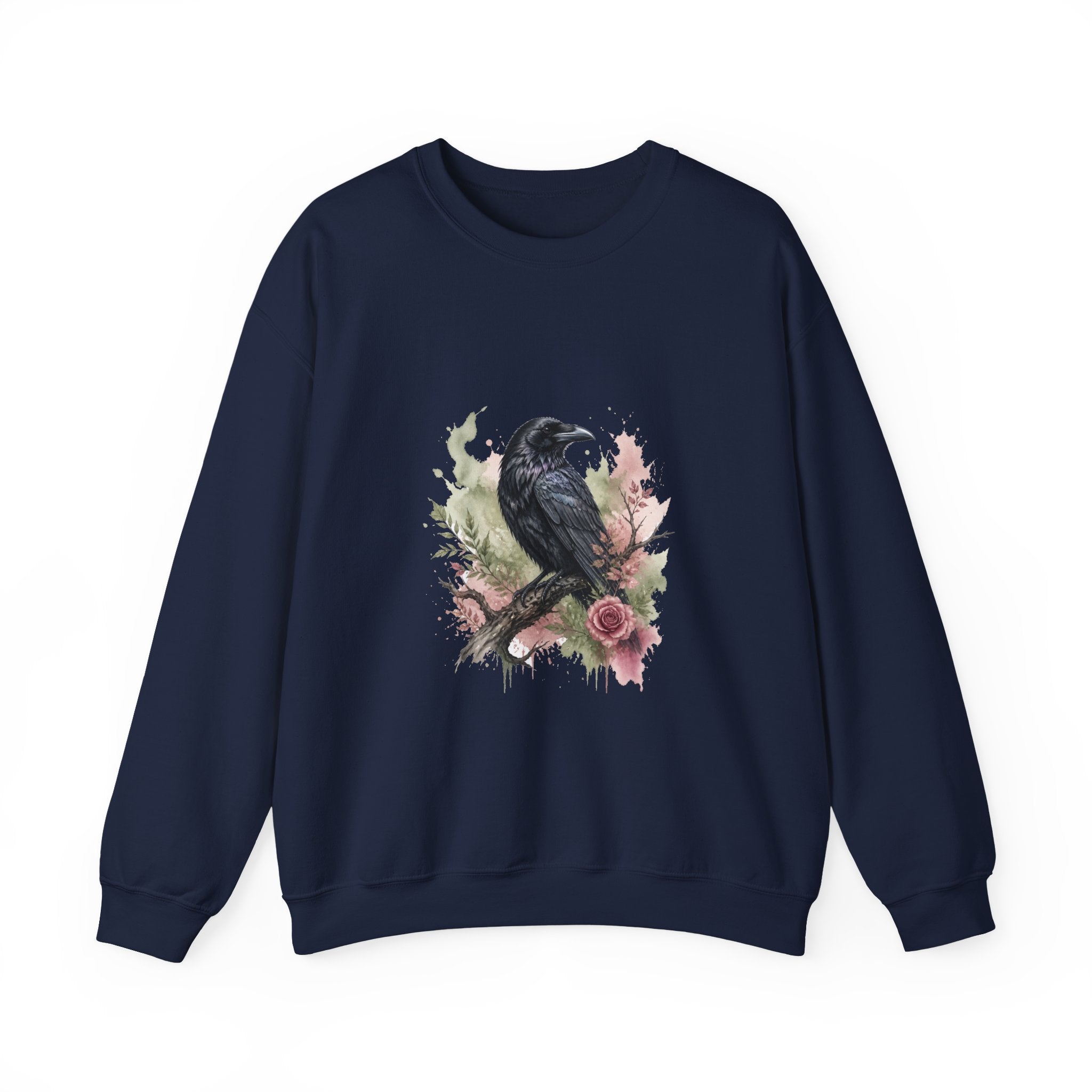Matching Couple Sweatshirt - Raven & Swan Matching Couple Crewneck Sweatshirt Watercolor Art His Hers Engagement Gift - Design A