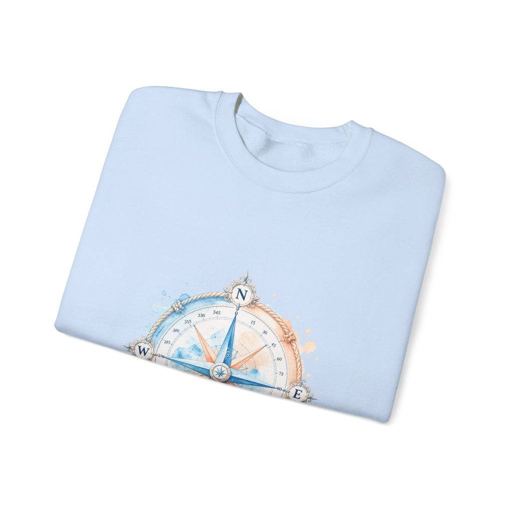 Matching Couple Sweatshirt - Compass North & South Matching Couple Premium Fleece Sweatshirt Watercolor Art His Hers Birthday Gift - Design A