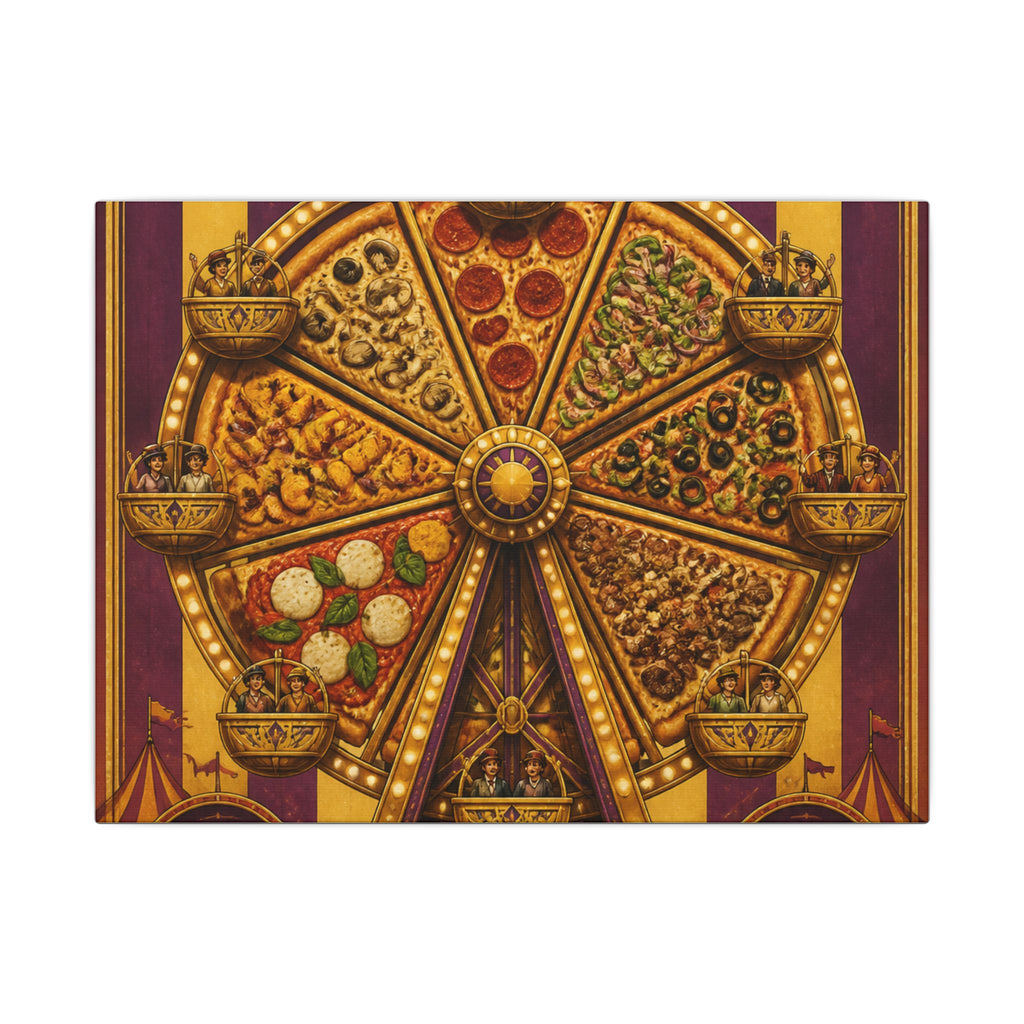 Pizza Ferris Wheel Wall Art Canvas 16×20 Art Deco Entryway Decor Maximalist Print