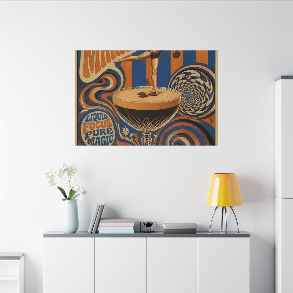 Espresso Martini Acrobat Wall Art Canvas 16×20 Psychedelic Cafe Decor Maximalist Print