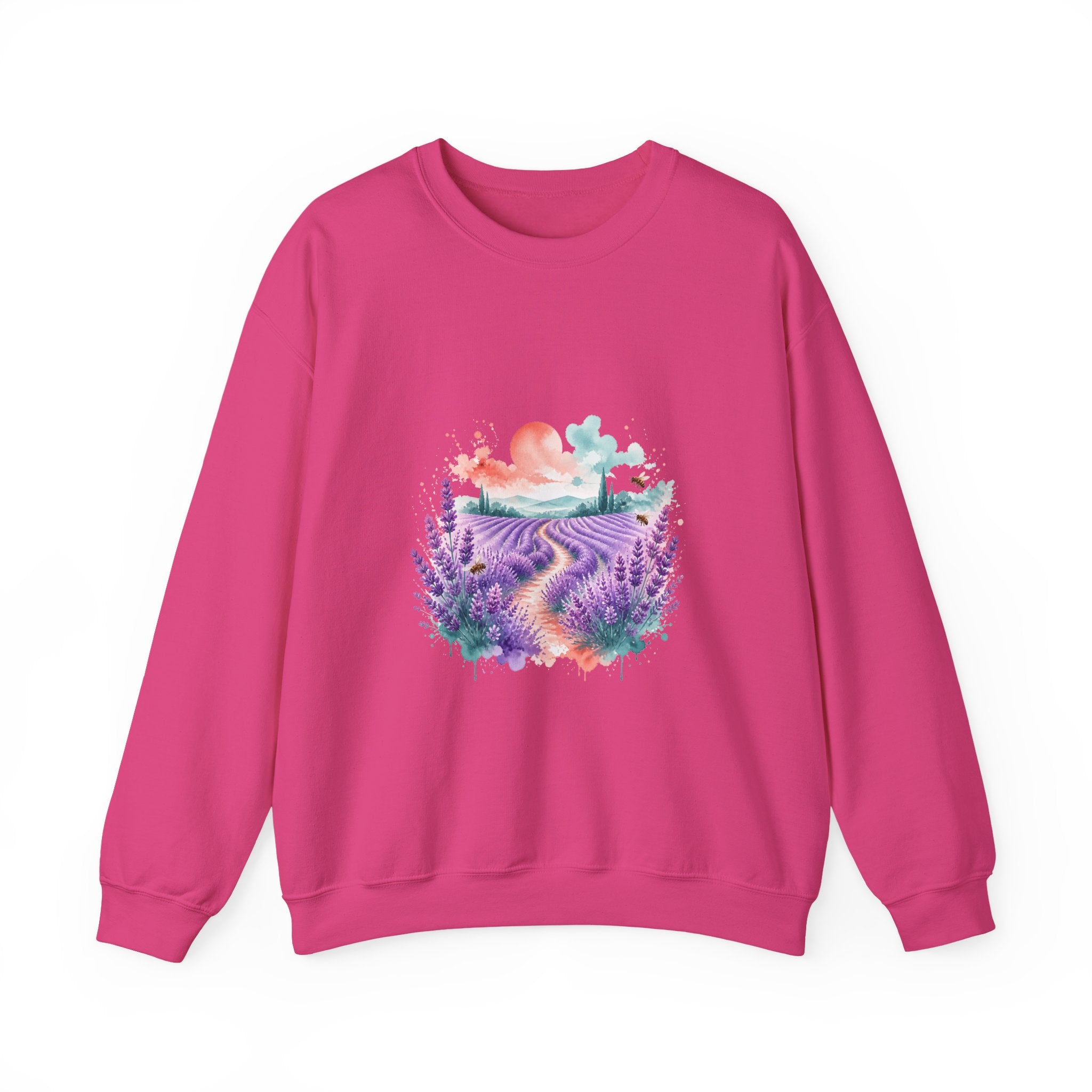 Matching Couple Sweatshirt - Lavender Fields & Canyon Matching Couple Comfort Colors Crew Watercolor Art His Hers Birthday Gift - Design A