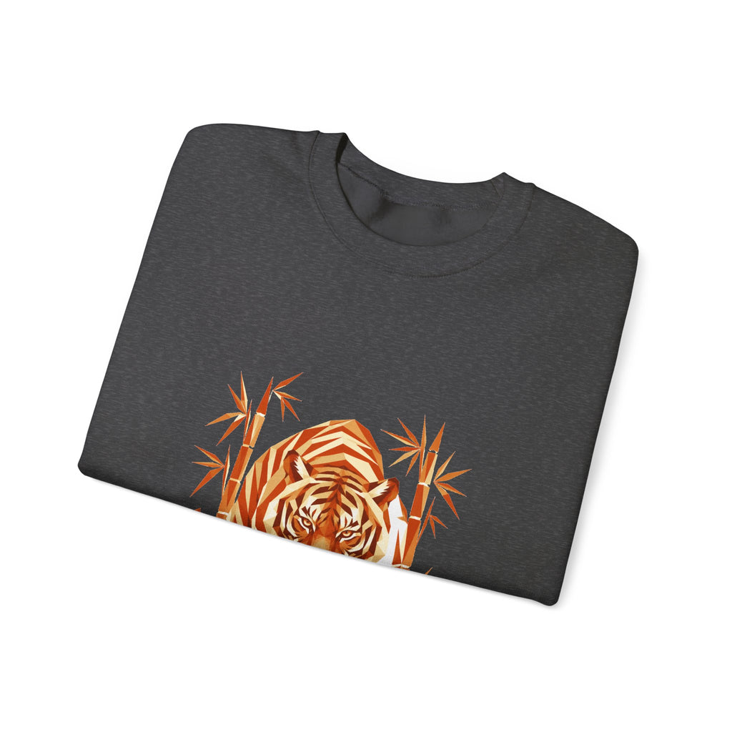 Matching Couple Sweatshirt - Tiger & Crane Matching Couple Premium Fleece Sweatshirt Geometric Art His Hers Love Gift - Design A