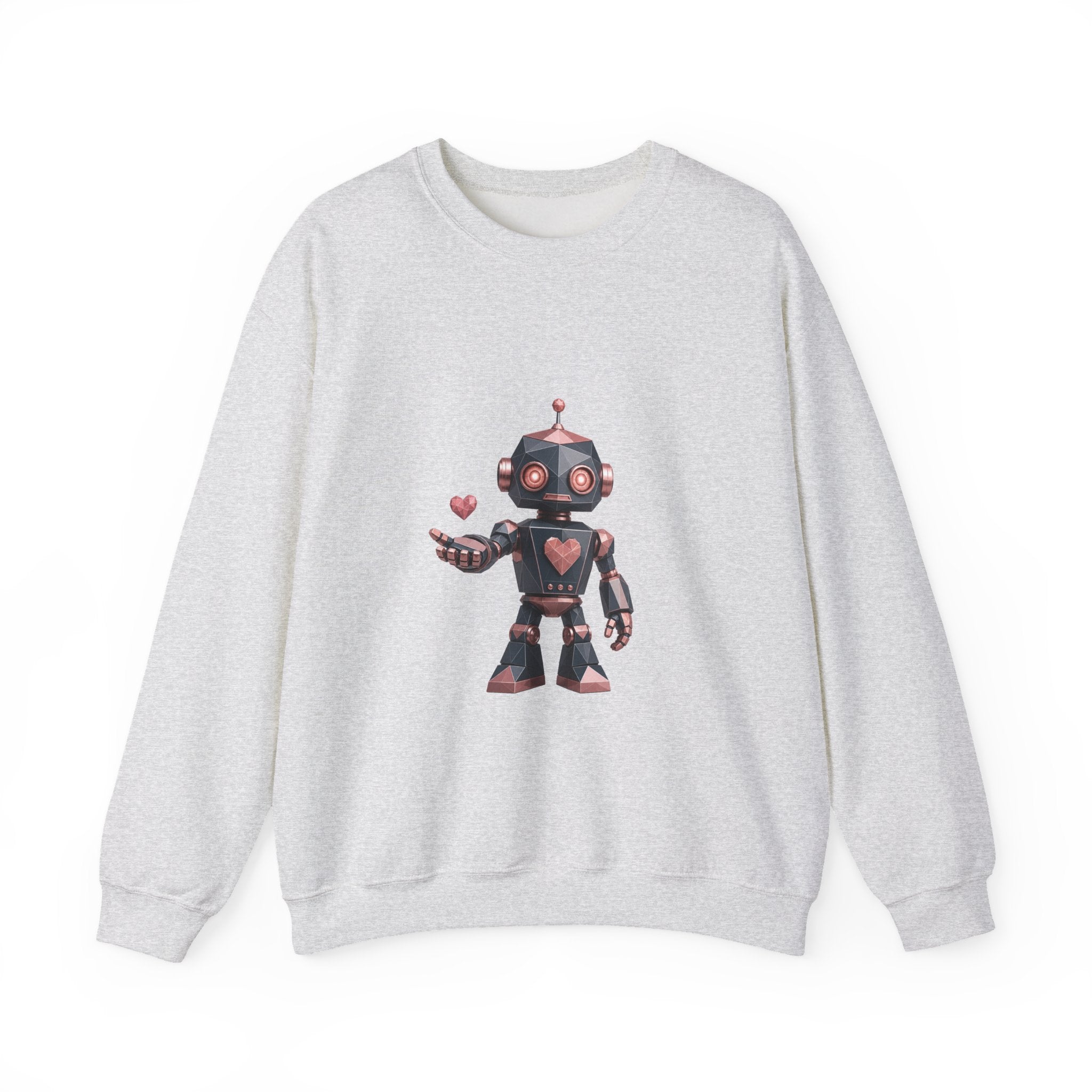 Matching Couple Sweatshirt - Robot & Heart Matching Couple Premium Fleece Sweatshirt Geometric Art His Hers Love Gift - Design A