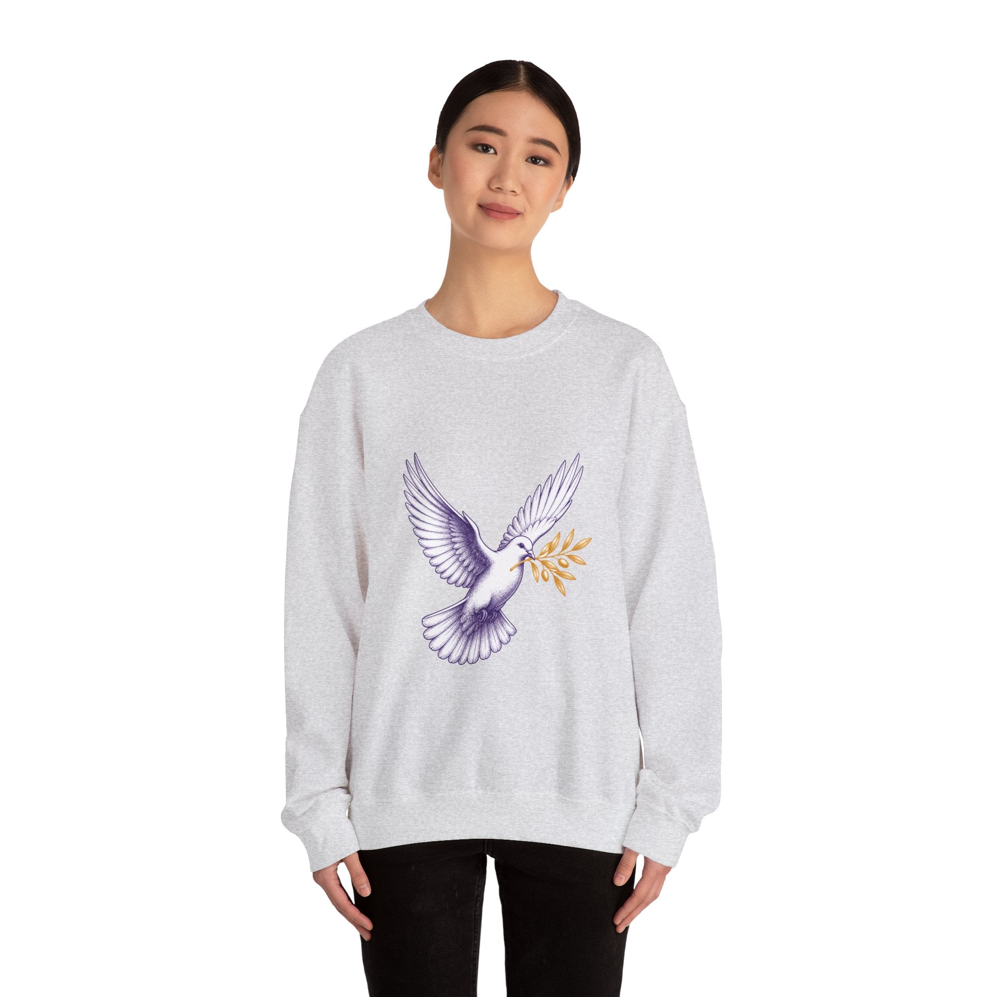 Matching Couple Sweatshirt - Wolf & Dove Matching Couple Crewneck Sweatshirt Hand-Drawn Art His Hers Best Friend Gift - Design B