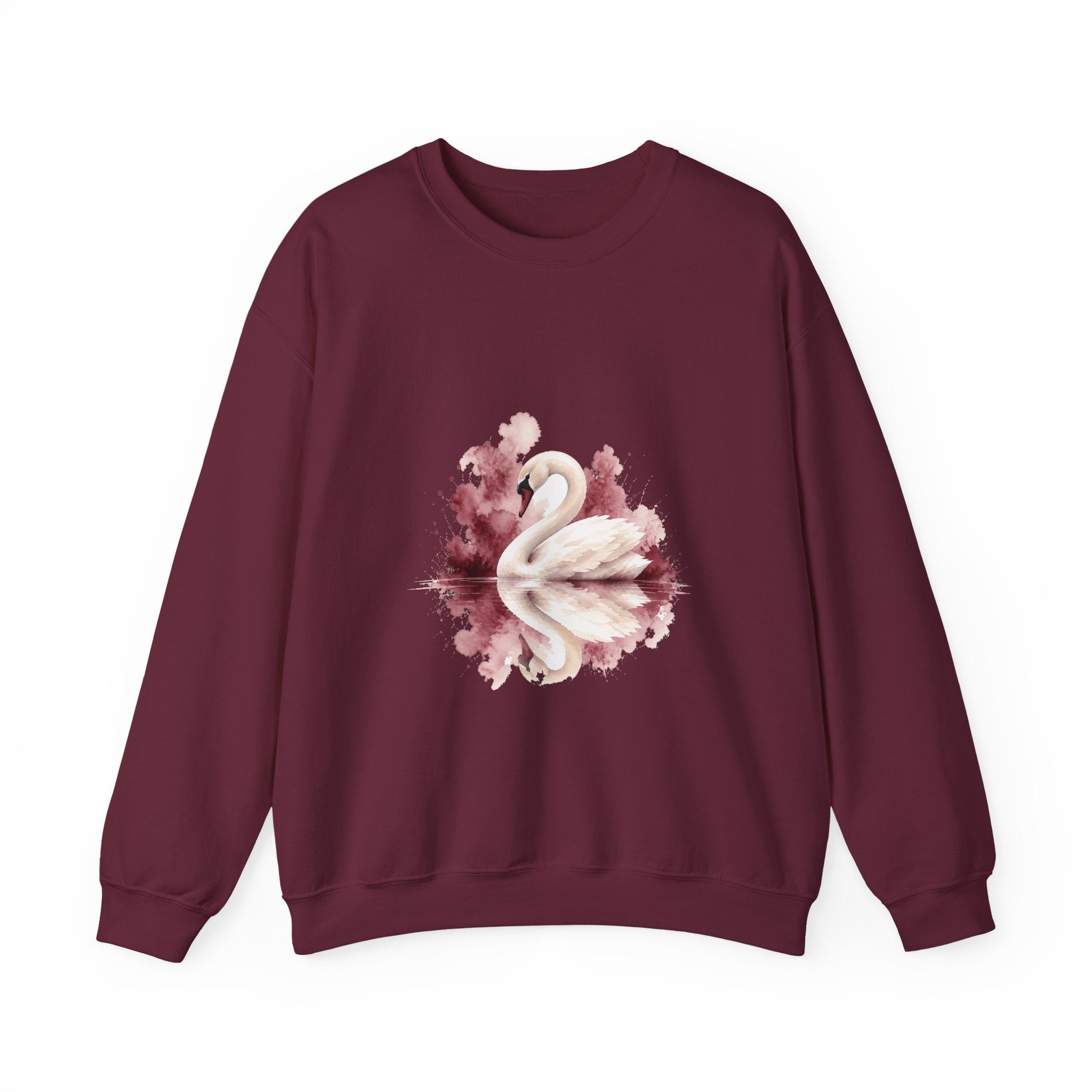 Matching Couple Sweatshirt - Raven & Swan Matching Couple Premium Fleece Sweatshirt Watercolor Art His Hers Birthday Gift - Design B