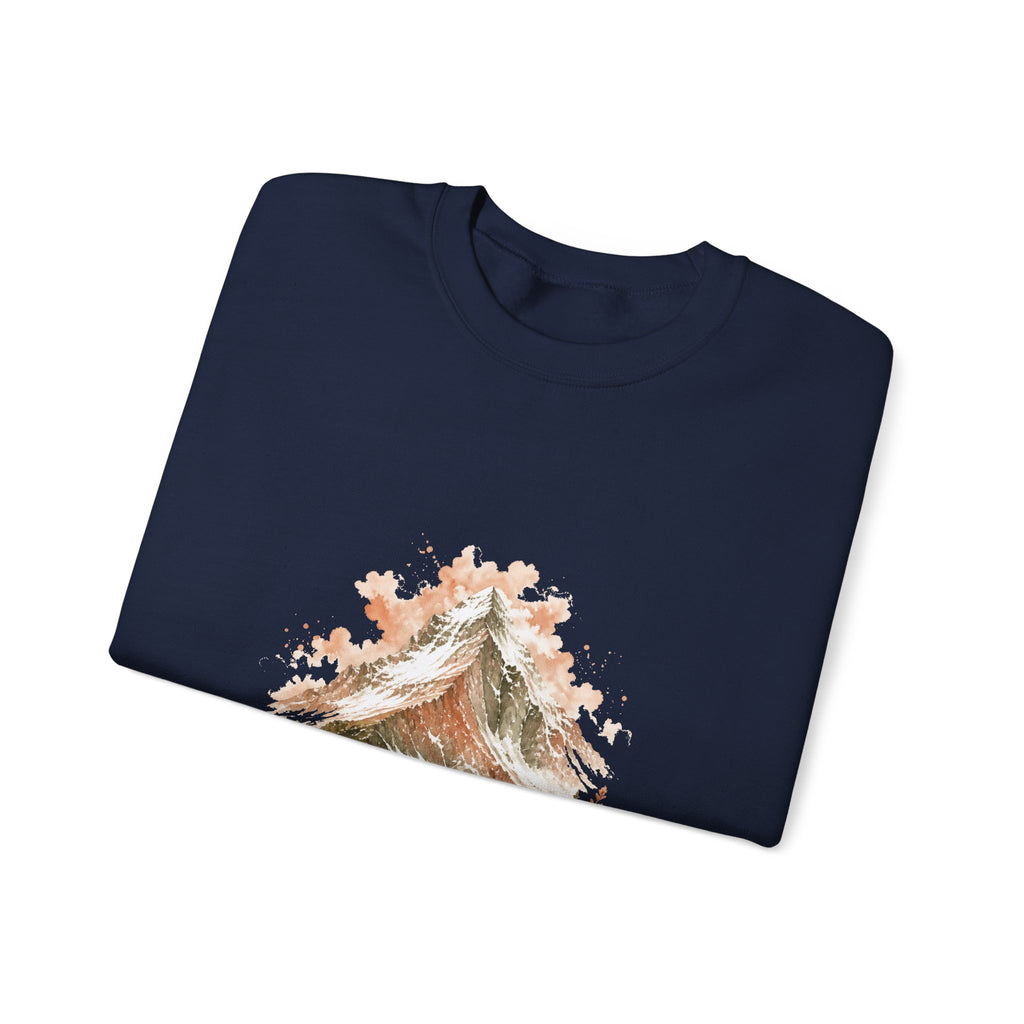 Matching Couple Sweatshirt - Mountain & Ocean Matching Couple Premium Fleece Sweatshirt Watercolor Art His Hers Birthday Gift - Design A