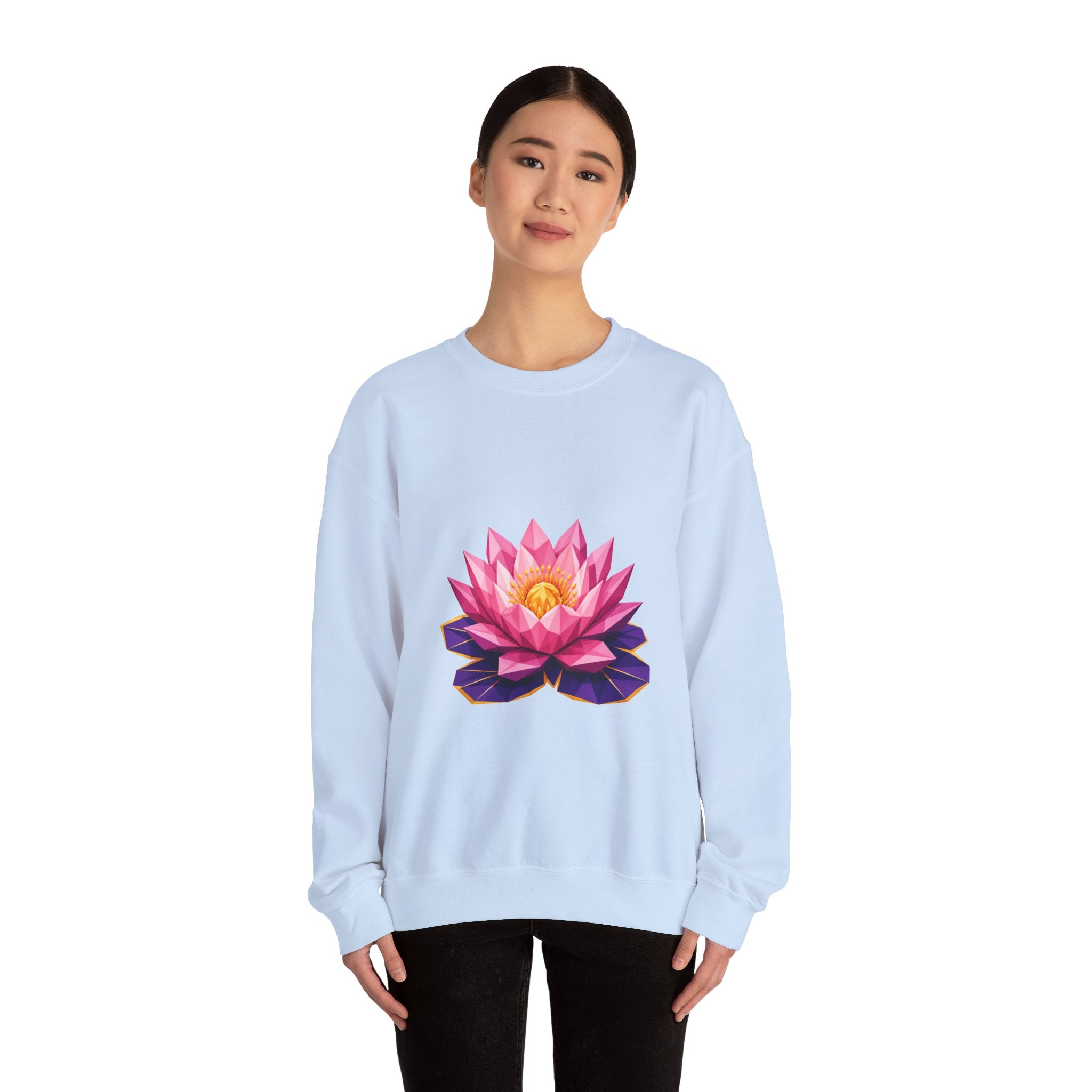 Matching Couple Sweatshirt - Open & Closed Lotus Matching Couple Comfort Colors Crew Geometric Art His Hers Love Gift - Design A