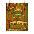 Birthday Cake Trapeze Wall Art Poster 24×36 Pop Art Restaurant Decor Maximalist Print