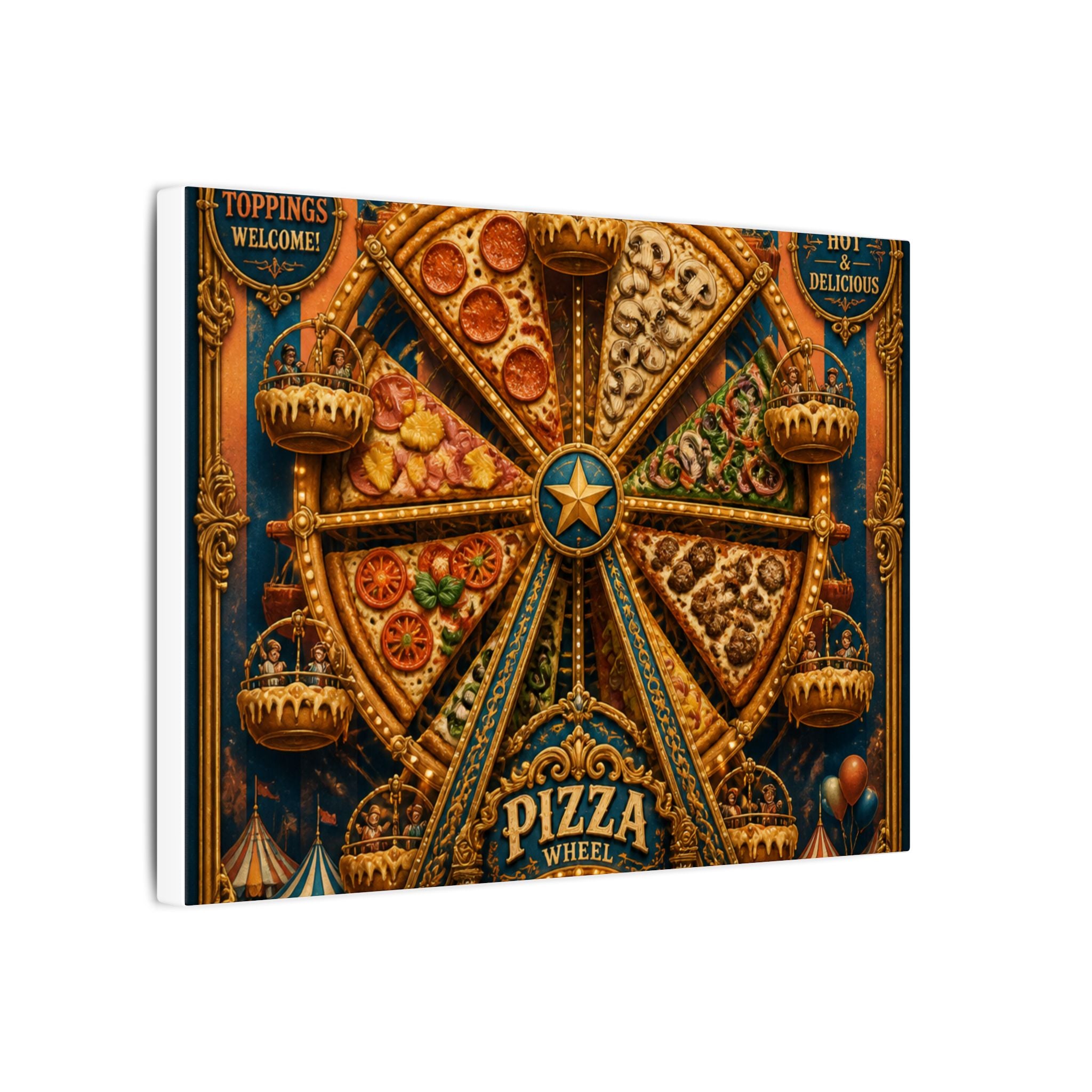 Pizza Ferris Wheel Wall Art Canvas 24×36 Baroque Studio Decor Maximalist Print