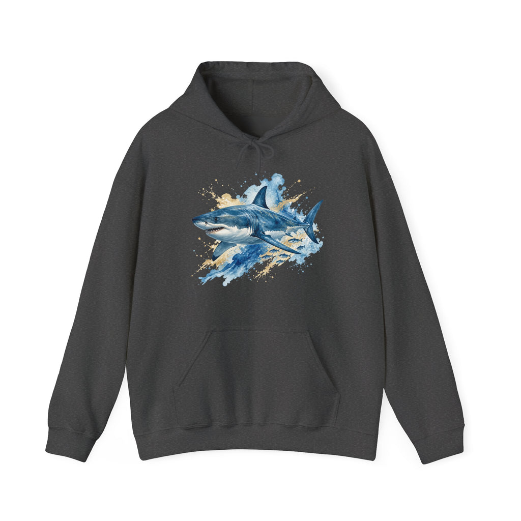 Matching Couple Sweatshirt - Shark & Dolphin Matching Couple Hooded Sweatshirt Watercolor Art His Hers Engagement Gift - Design A