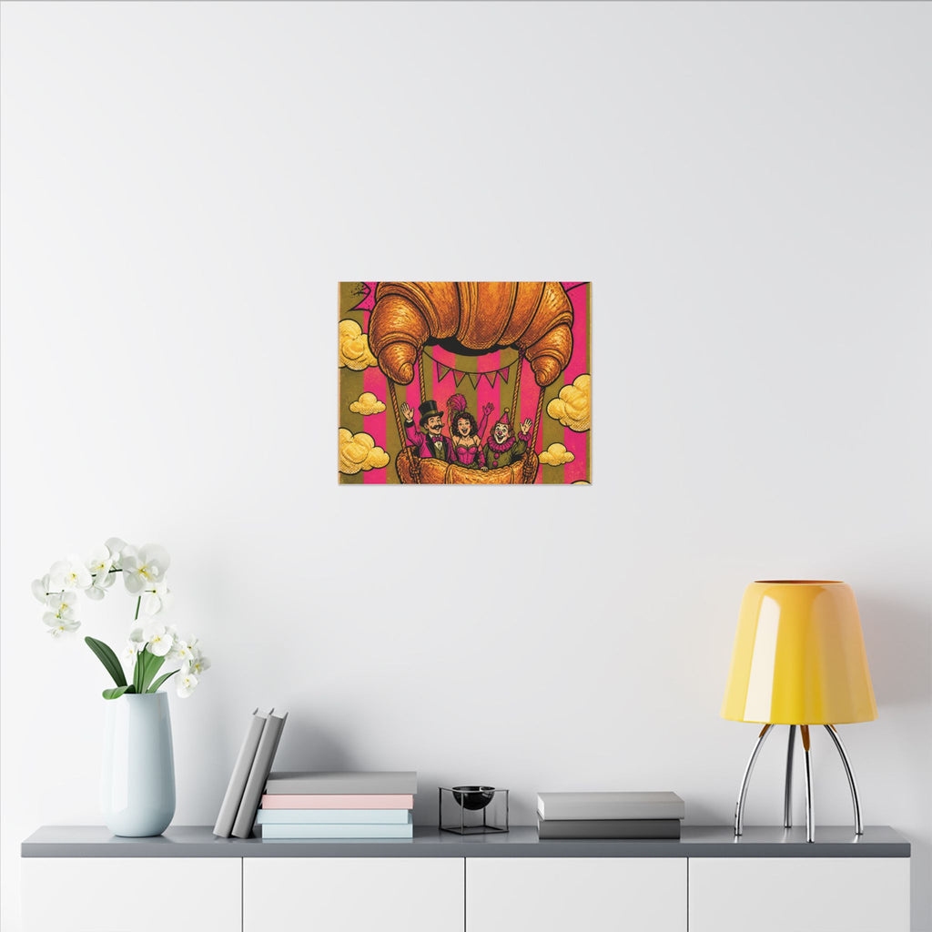 Croissant Hot Air Balloon Wall Art Canvas 24×36 Pop Art Restaurant Decor Maximalist Print