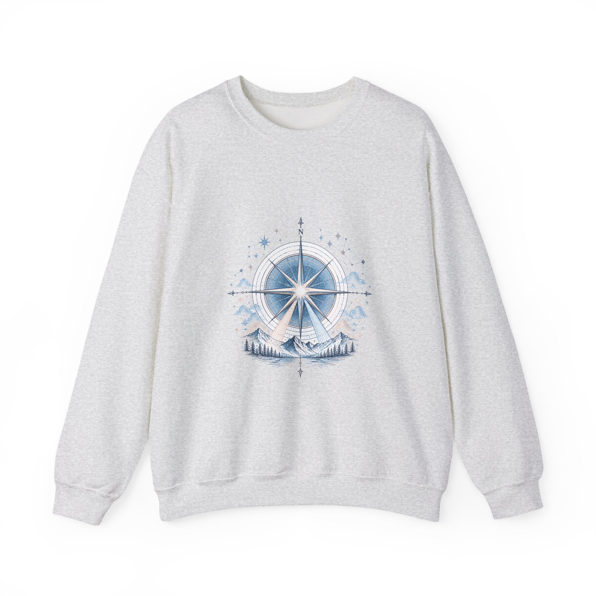 Matching Couple Sweatshirt - Shooting Star & North Star Matching Couple Premium Fleece Sweatshirt Hand-Drawn Art His Hers Anniversary Gift - Design B