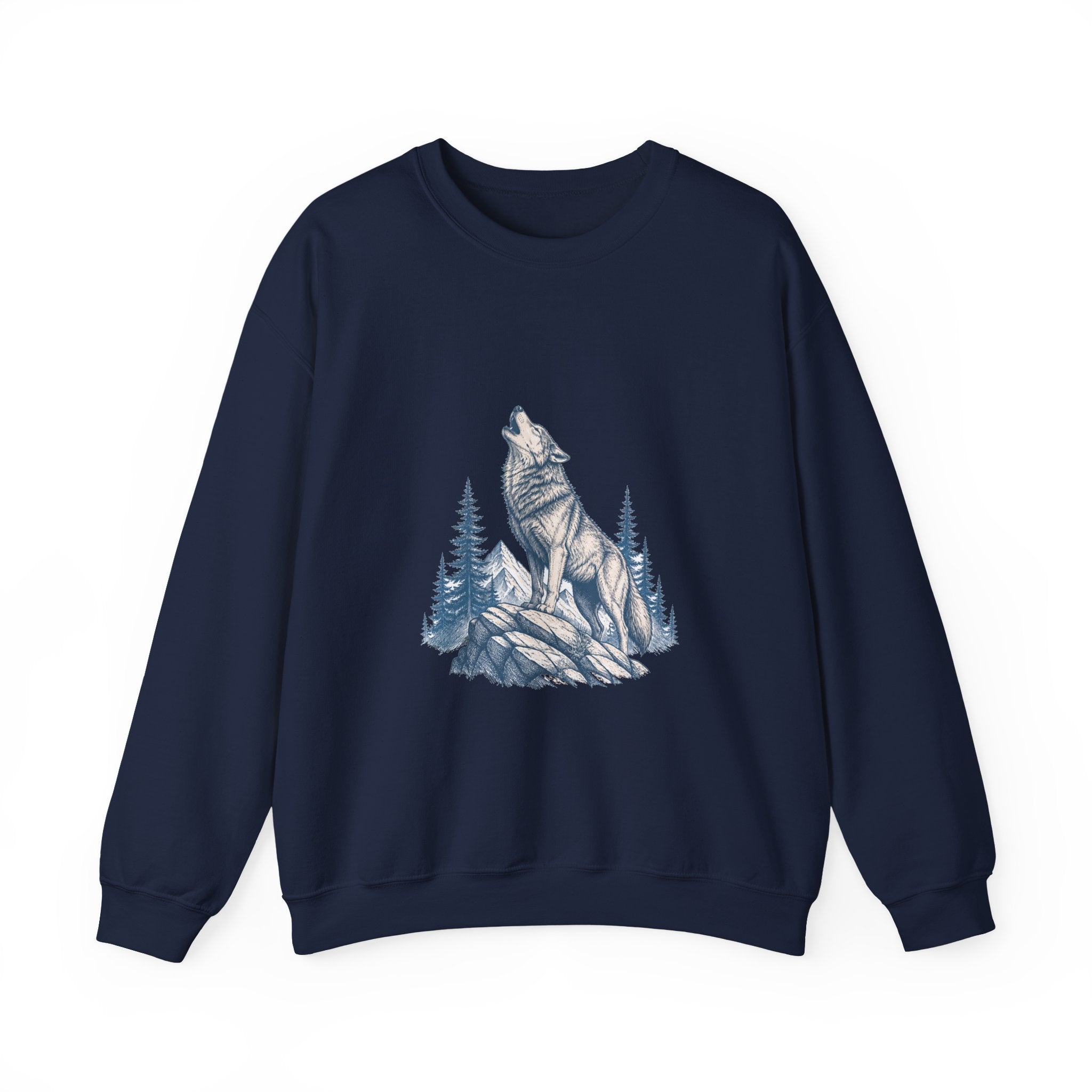Matching Couple Sweatshirt - Wolf & Dove Matching Couple Premium Fleece Sweatshirt Hand-Drawn Art His Hers Anniversary Gift - Design A
