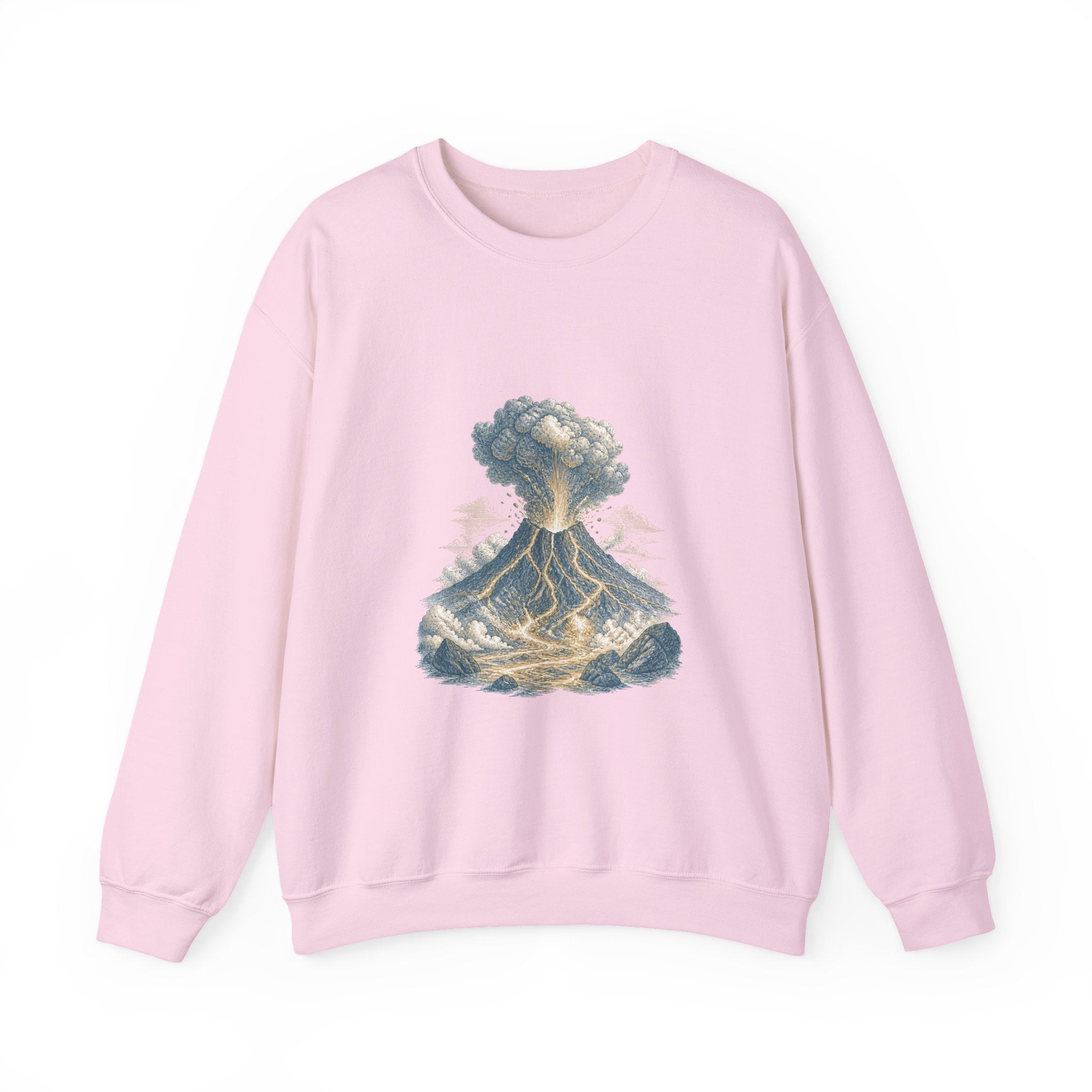 Matching Couple Sweatshirt - Volcano & Glacier Matching Couple Premium Fleece Sweatshirt Vintage Art His Hers Honeymoon Gift - Design A
