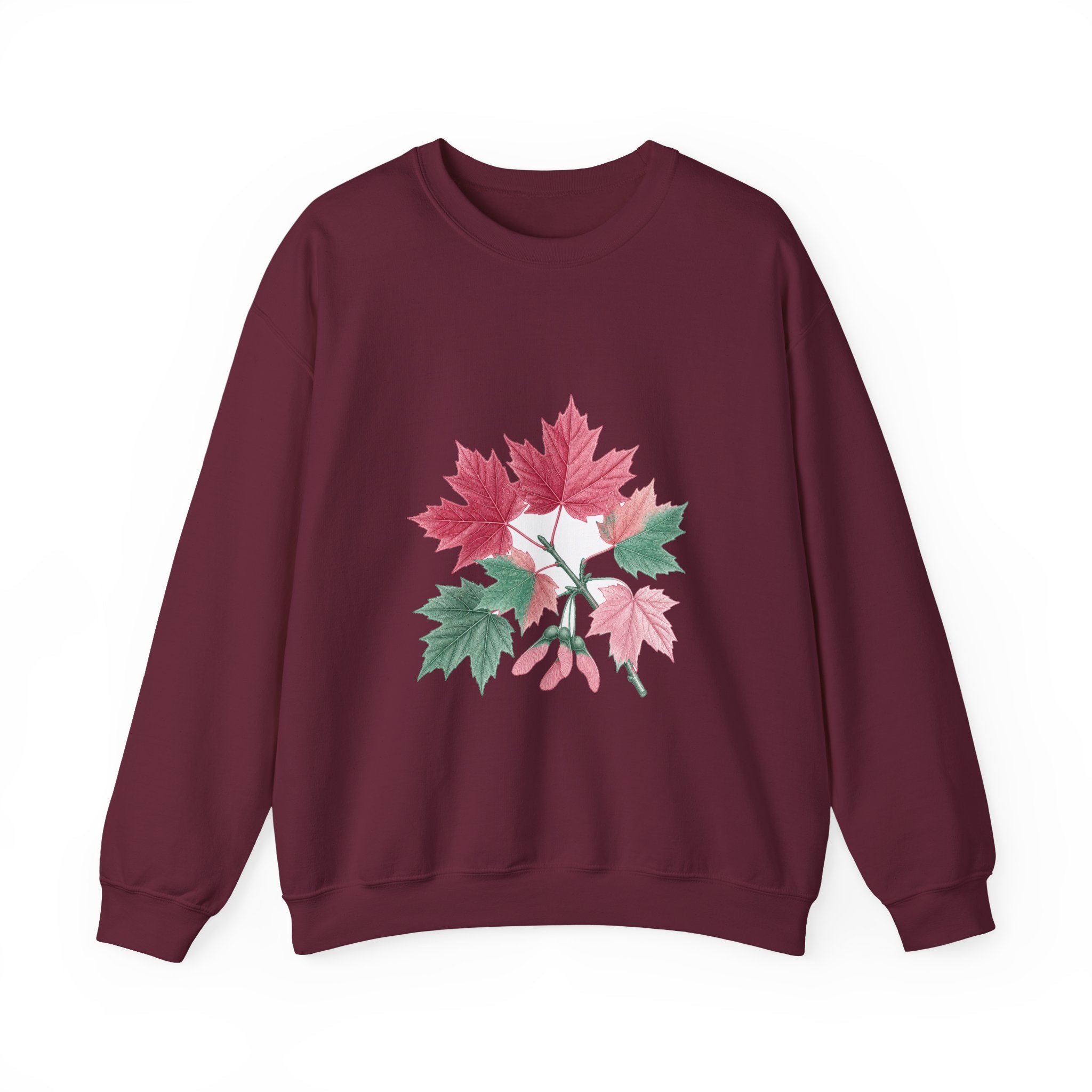 Matching Couple Sweatshirt - Cherry Blossom & Maple Leaf Matching Couple Premium Fleece Sweatshirt Vintage Art His Hers Honeymoon Gift - Design B