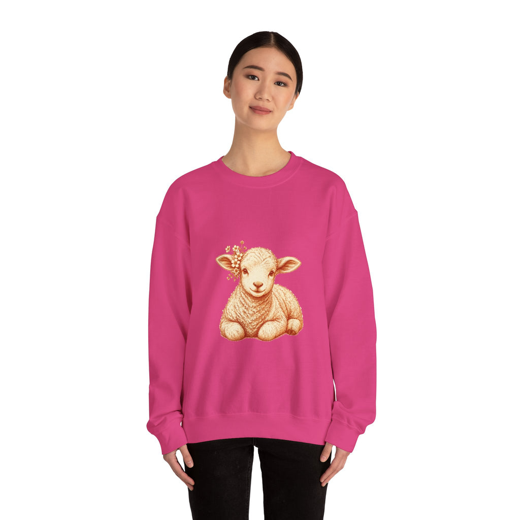 Matching Couple Sweatshirt - Lion & Lamb Matching Couple Comfort Colors Crew Hand-Drawn Art His Hers Anniversary Gift - Design B