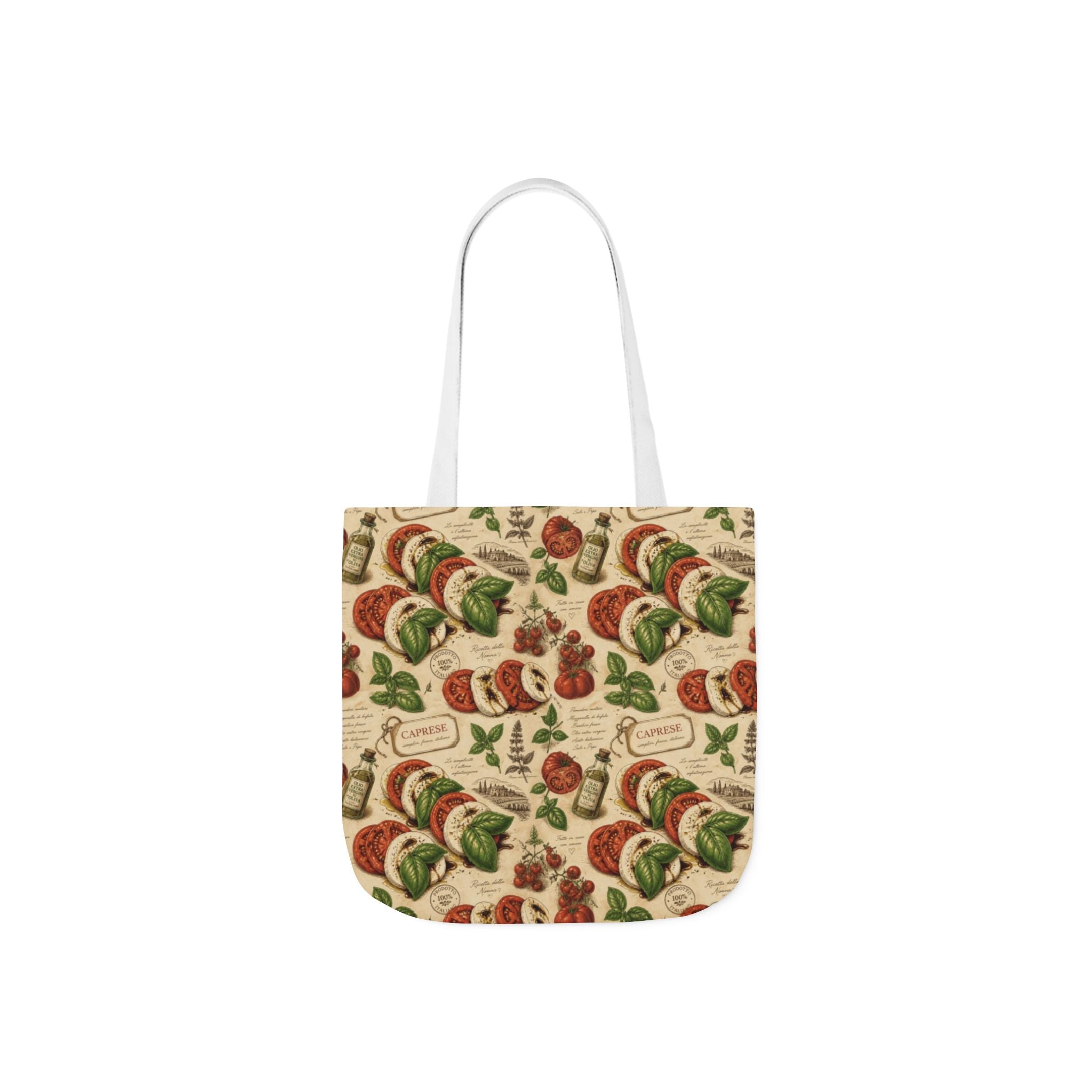 Caprese Arrangement Canvas Tote Bag Mediterranean Kitchen Botanical Design Italian Cottagecore Gift