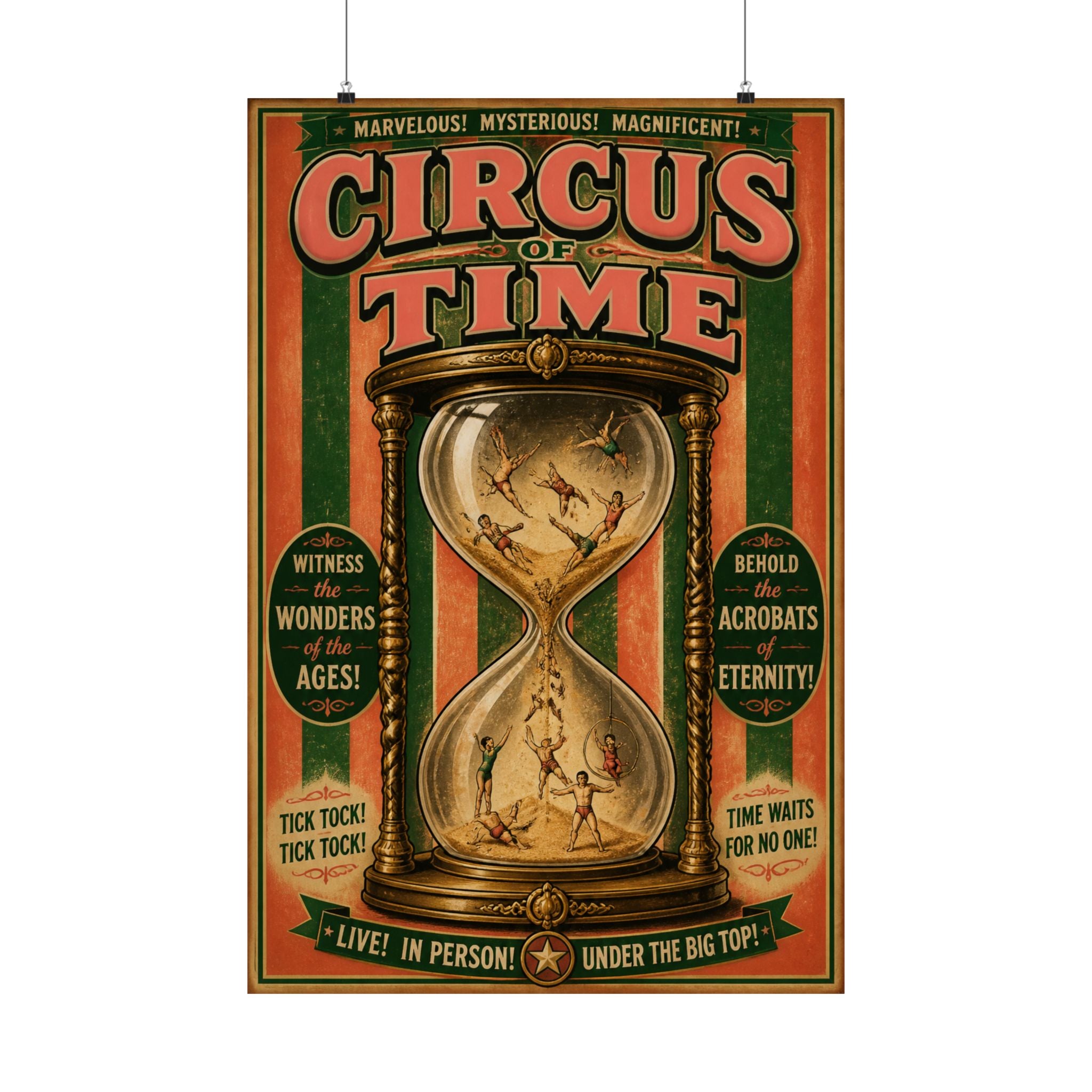 Hourglass Acrobats Wall Art Poster 24×36 Vintage Circus Bedroom Decor Maximalist Print