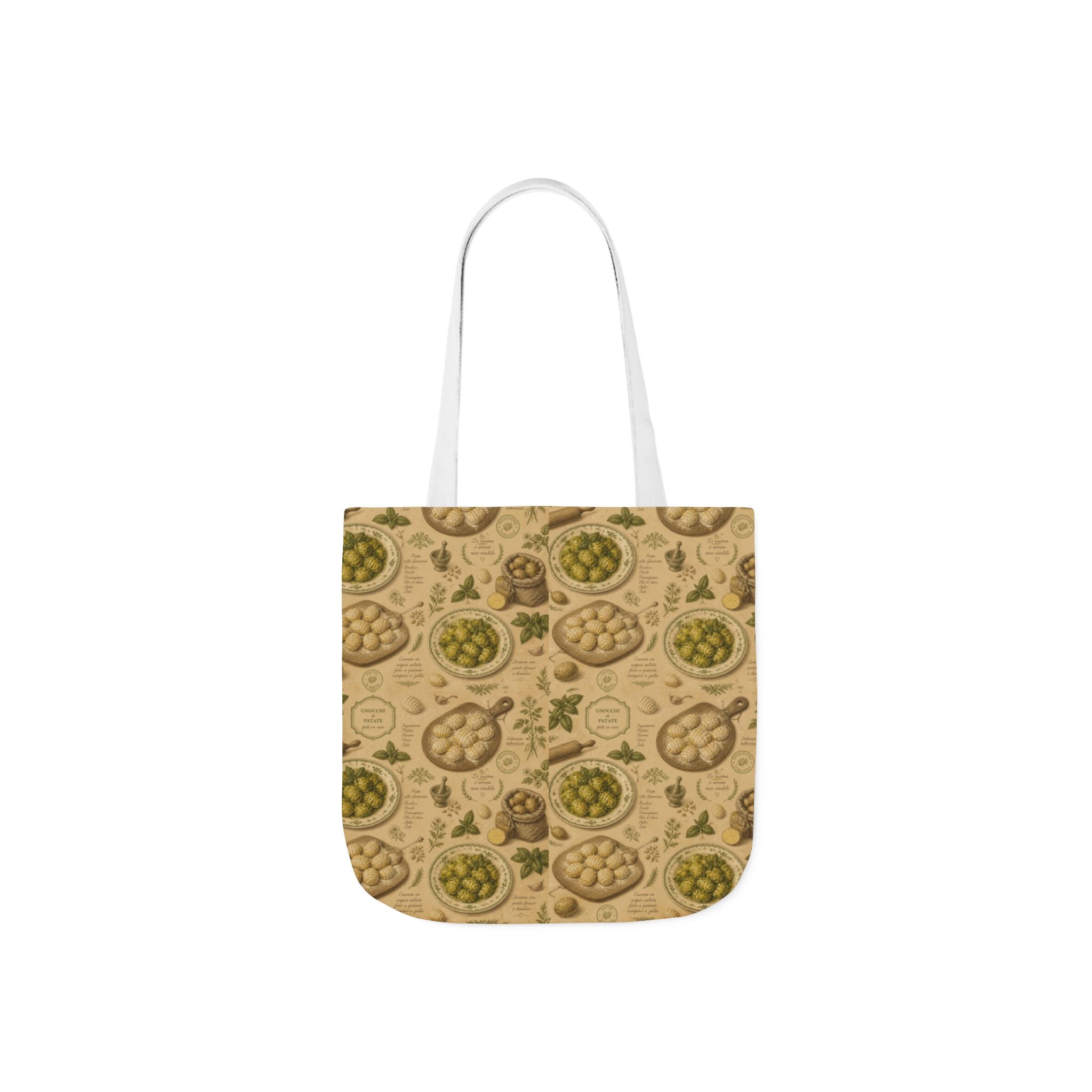 Potato Gnocchi Canvas Tote Bag Mediterranean Kitchen Botanical Design Italian Cottagecore Gift