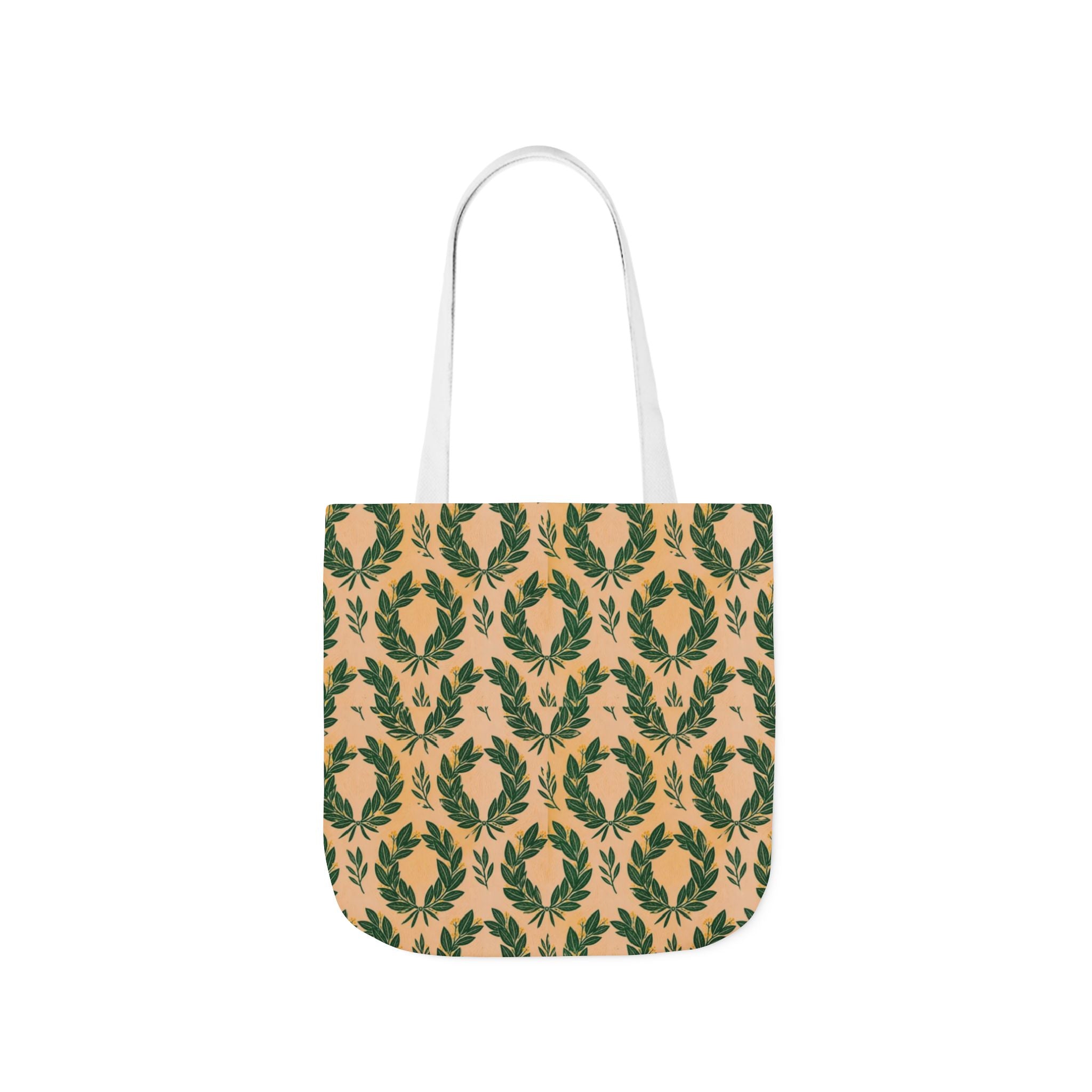 Bay Laurel Wreath Canvas Tote Bag Mediterranean Kitchen Linocut Design Italian Cottagecore Gift