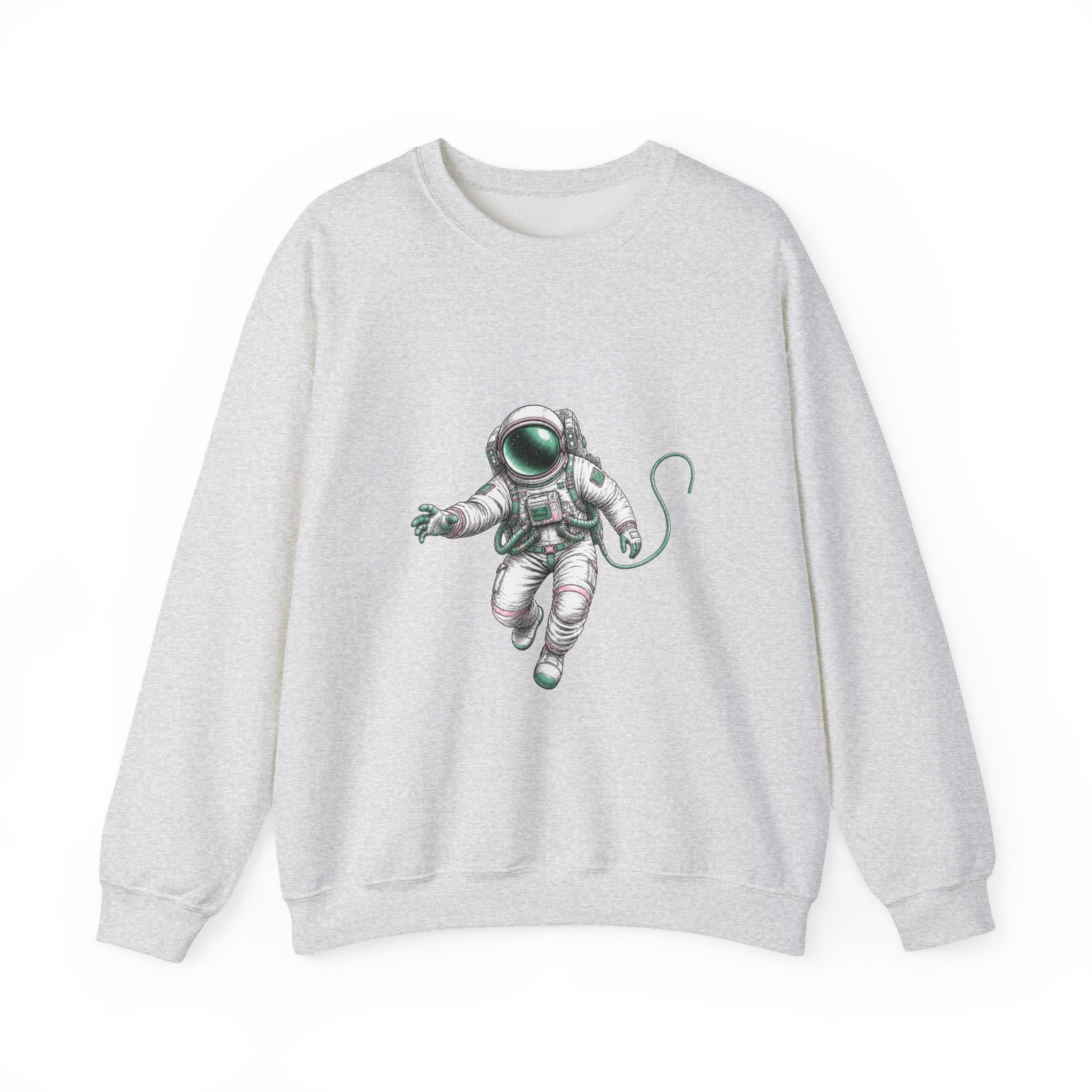 Matching Couple Sweatshirt - Astronaut & Planet Matching Couple Premium Fleece Sweatshirt Hand-Drawn Art His Hers Anniversary Gift - Design A