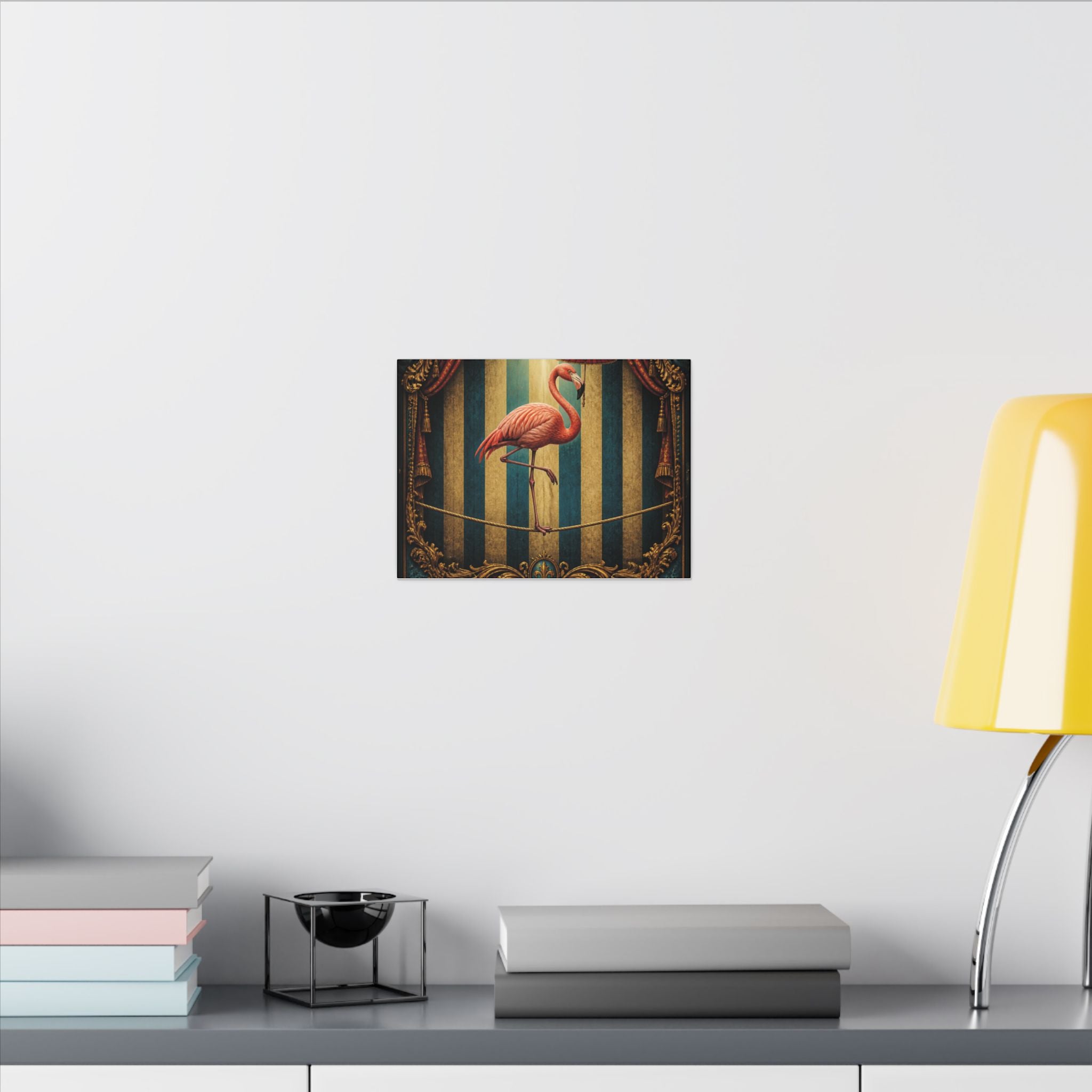 Flamingo Tightrope Wall Art Canvas 24×36 Baroque Studio Decor Maximalist Print