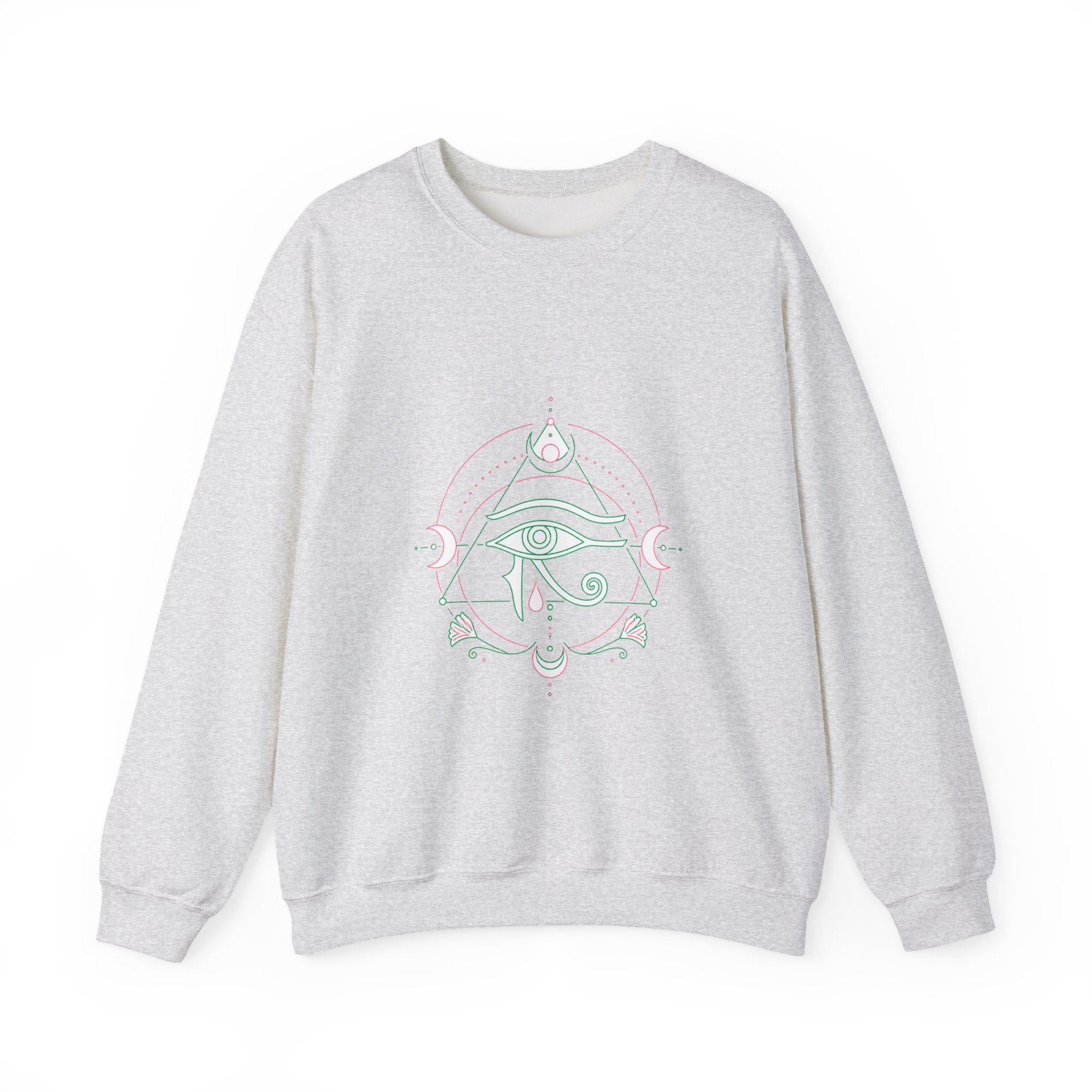 Matching Couple Sweatshirt - Eye of Ra & Horus Matching Couple Comfort Colors Crew Minimalist Art His Hers Christmas Gift - Design B