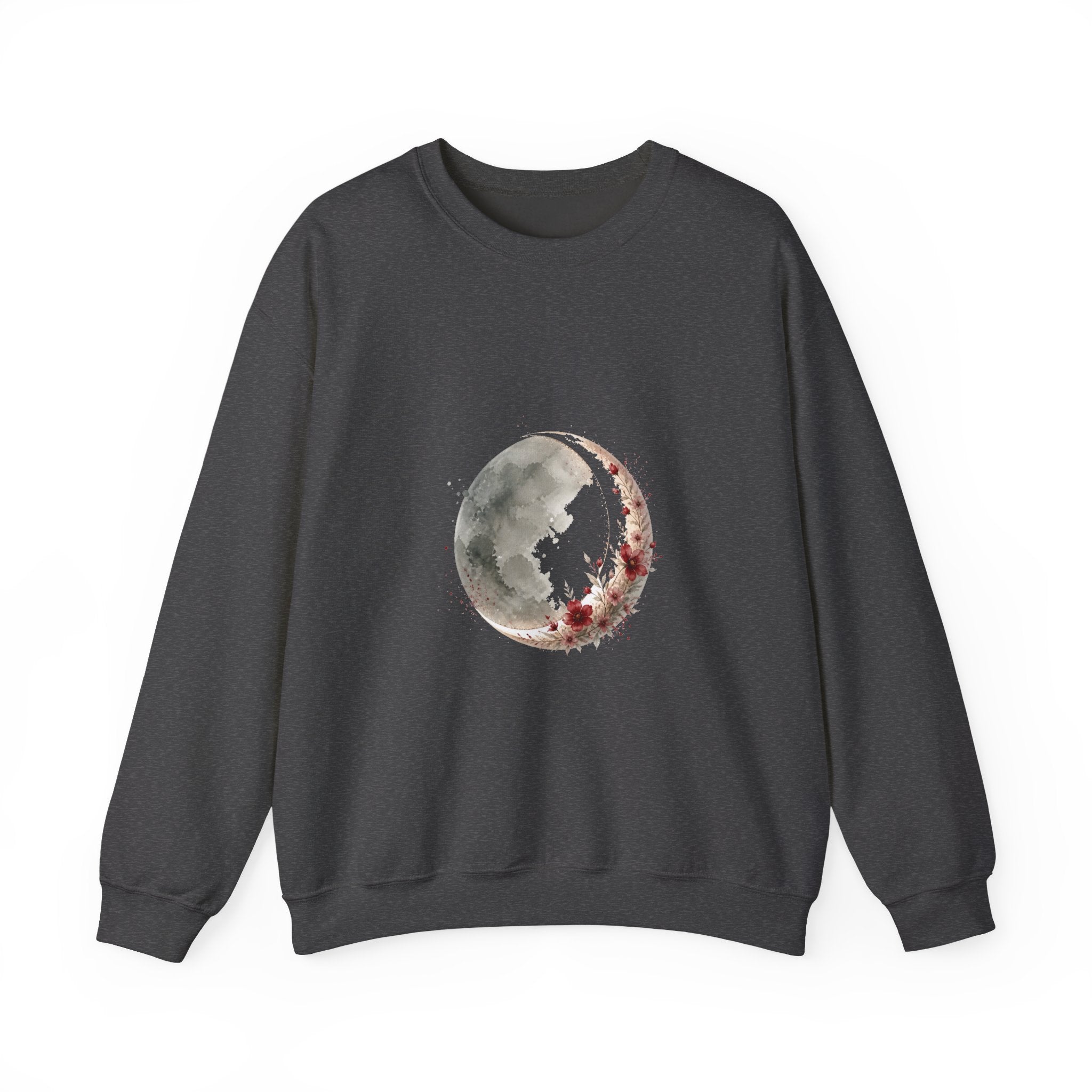 Matching Couple Sweatshirt - Waxing & Waning Moon Matching Couple Comfort Colors Crew Watercolor Art His Hers Birthday Gift - Design A