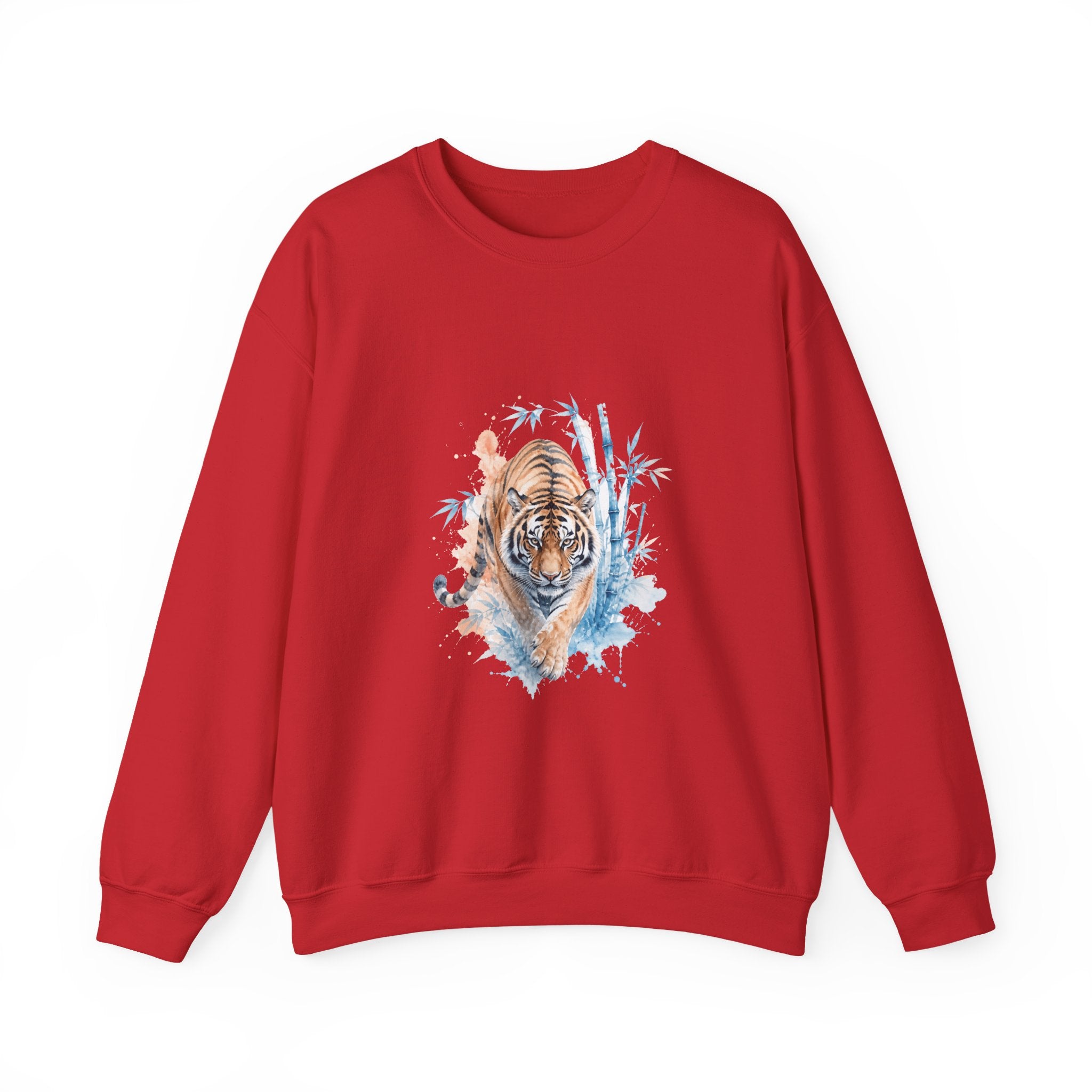 Matching Couple Sweatshirt - Tiger & Crane Matching Couple Comfort Colors Crew Watercolor Art His Hers Birthday Gift - Design A