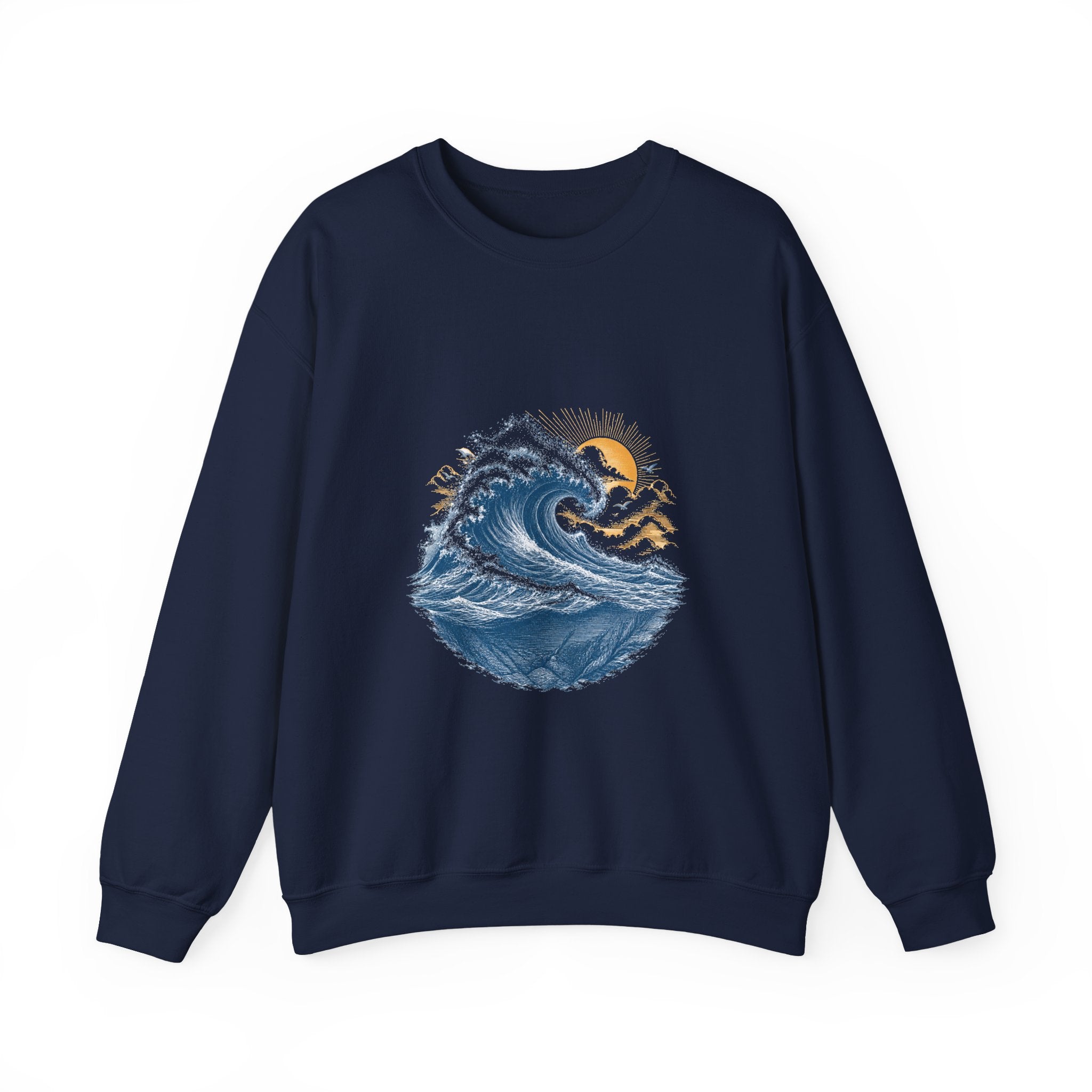 Matching Couple Sweatshirt - Mountain & Ocean Matching Couple Premium Fleece Sweatshirt Vintage Art His Hers Honeymoon Gift - Design B