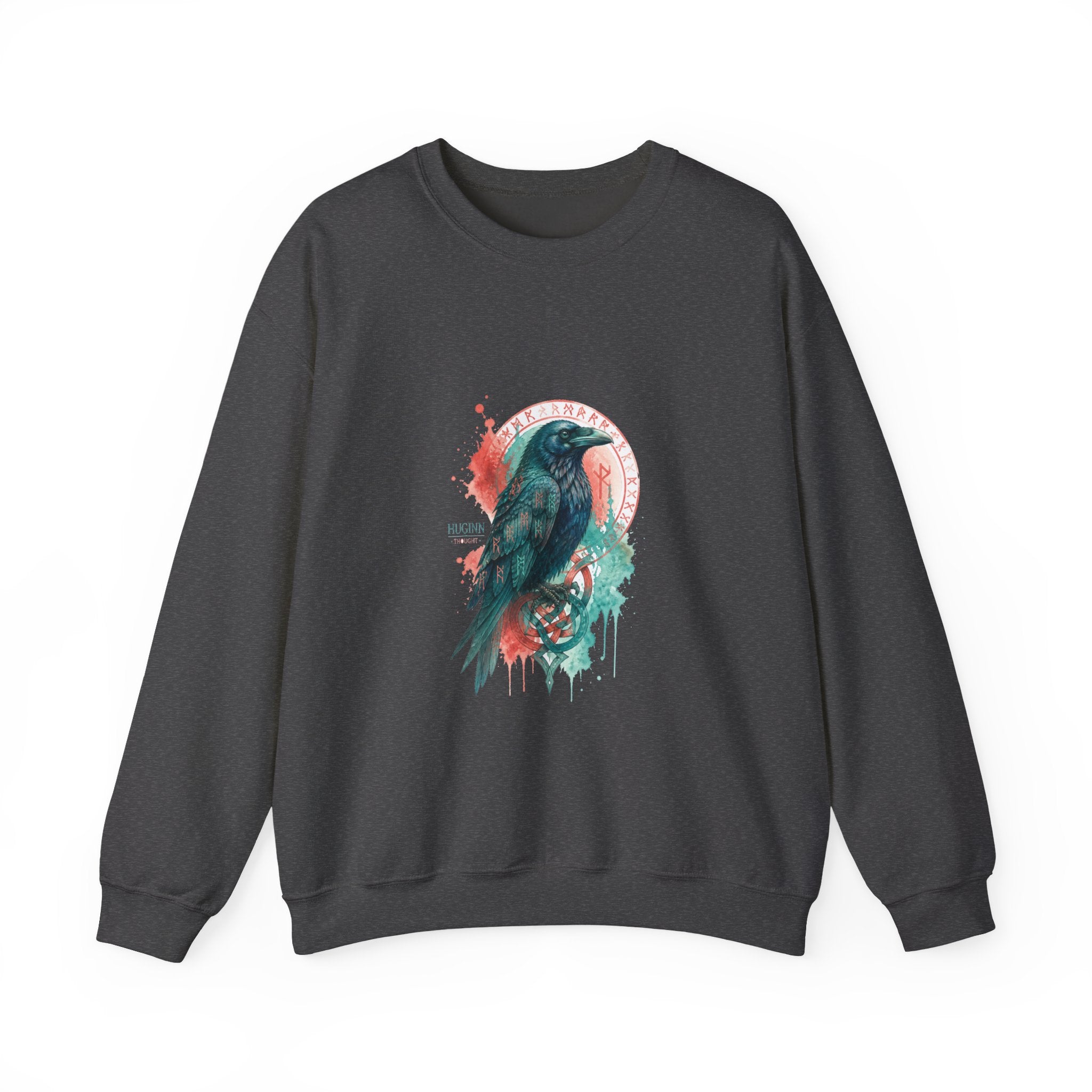Matching Couple Sweatshirt - Huginn & Muninn Matching Couple Crewneck Sweatshirt Watercolor Art His Hers Engagement Gift - Design A