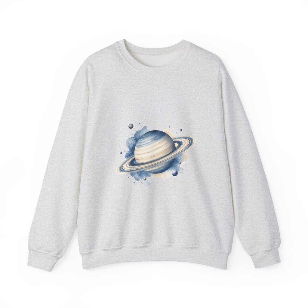 Matching Couple Sweatshirt - Saturn & Jupiter Matching Couple Crewneck Sweatshirt Watercolor Art His Hers Engagement Gift - Design A