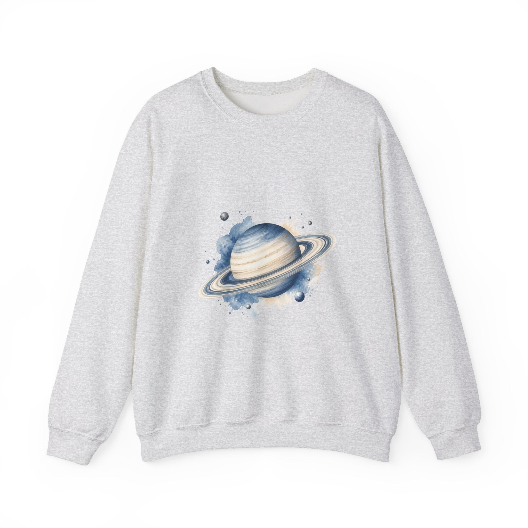 Matching Couple Sweatshirt - Saturn & Jupiter Matching Couple Crewneck Sweatshirt Watercolor Art His Hers Engagement Gift - Design A