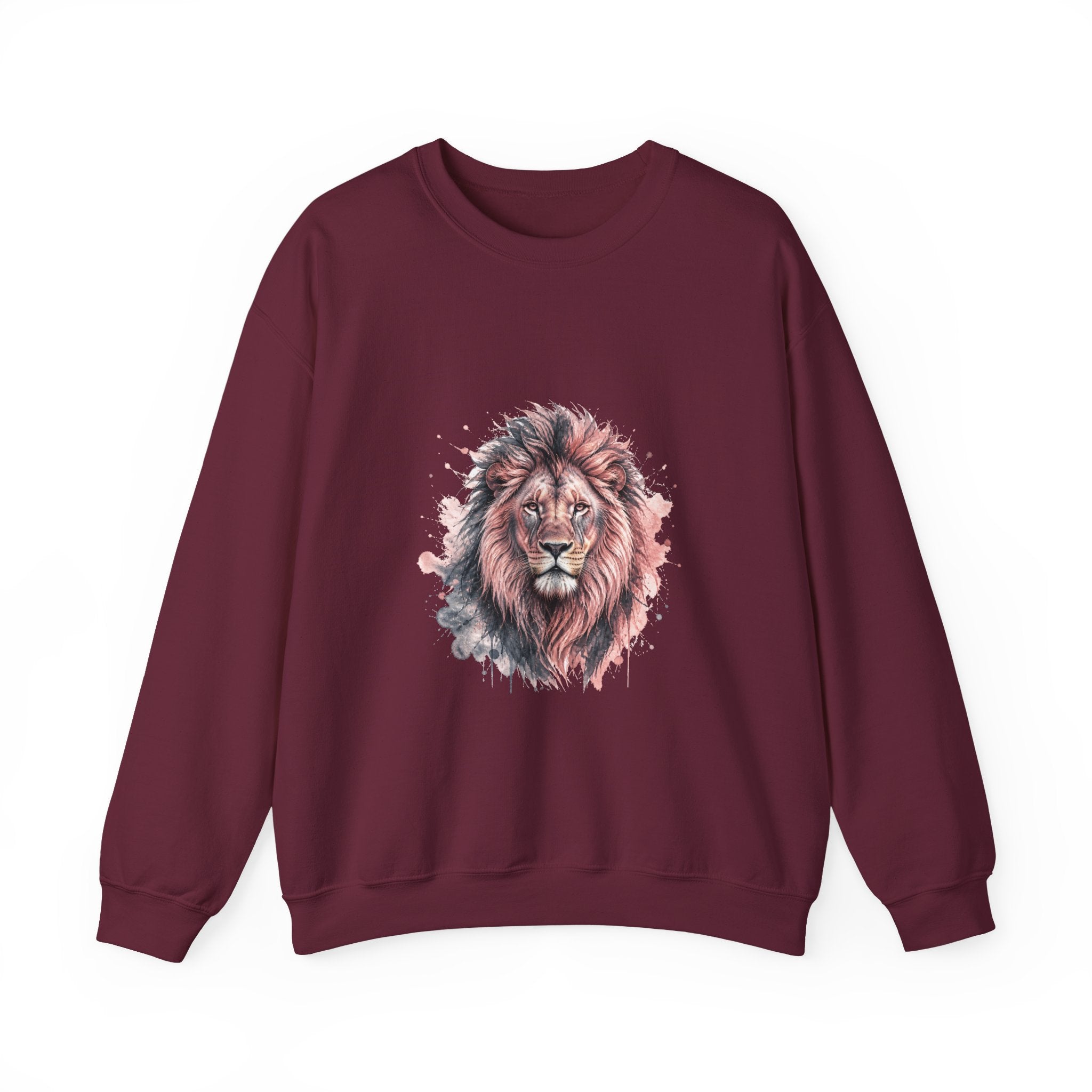 Matching Couple Sweatshirt - Lion & Lamb Matching Couple Crewneck Sweatshirt Watercolor Art His Hers Engagement Gift - Design A