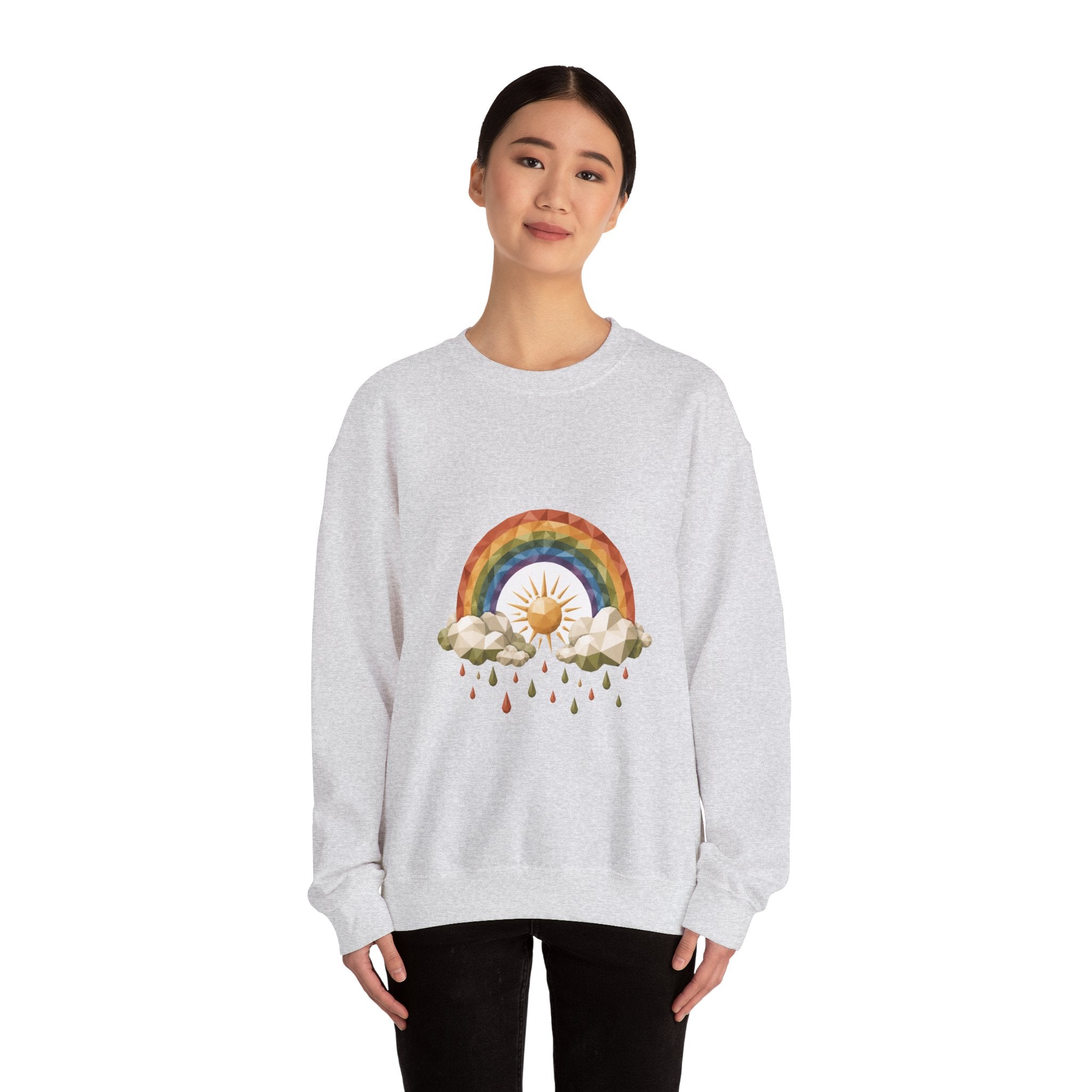 Matching Couple Sweatshirt - Storm & Rainbow Matching Couple Premium Fleece Sweatshirt Geometric Art His Hers Love Gift - Design B