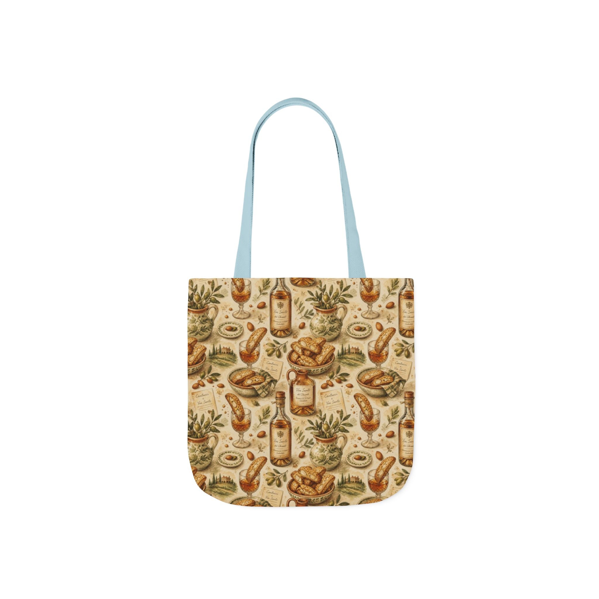 Biscotti & Vin Santo Canvas Tote Bag Mediterranean Kitchen Watercolor Design Italian Cottagecore Gift